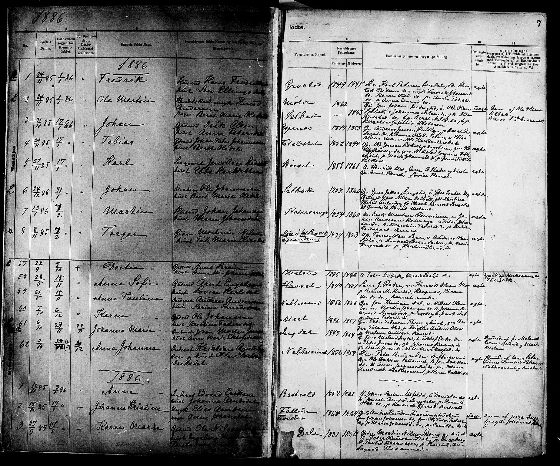 Ministerialprotokoller, klokkerbøker og fødselsregistre - Sør-Trøndelag, SAT/A-1456/647/L0634: Parish register (official) no. 647A01, 1885-1896, p. 7