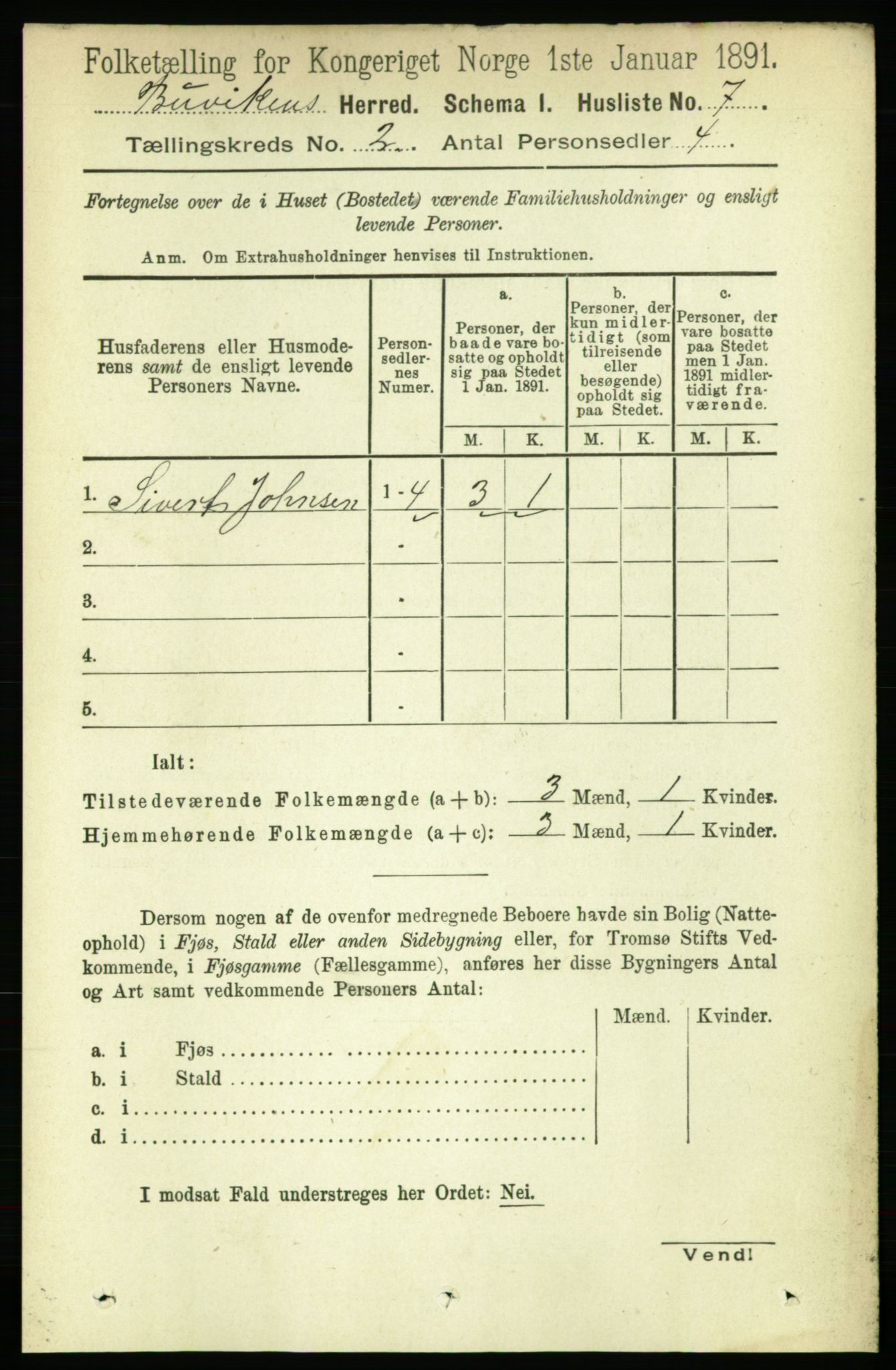 RA, 1891 census for 1656 Buvik, 1891, p. 561