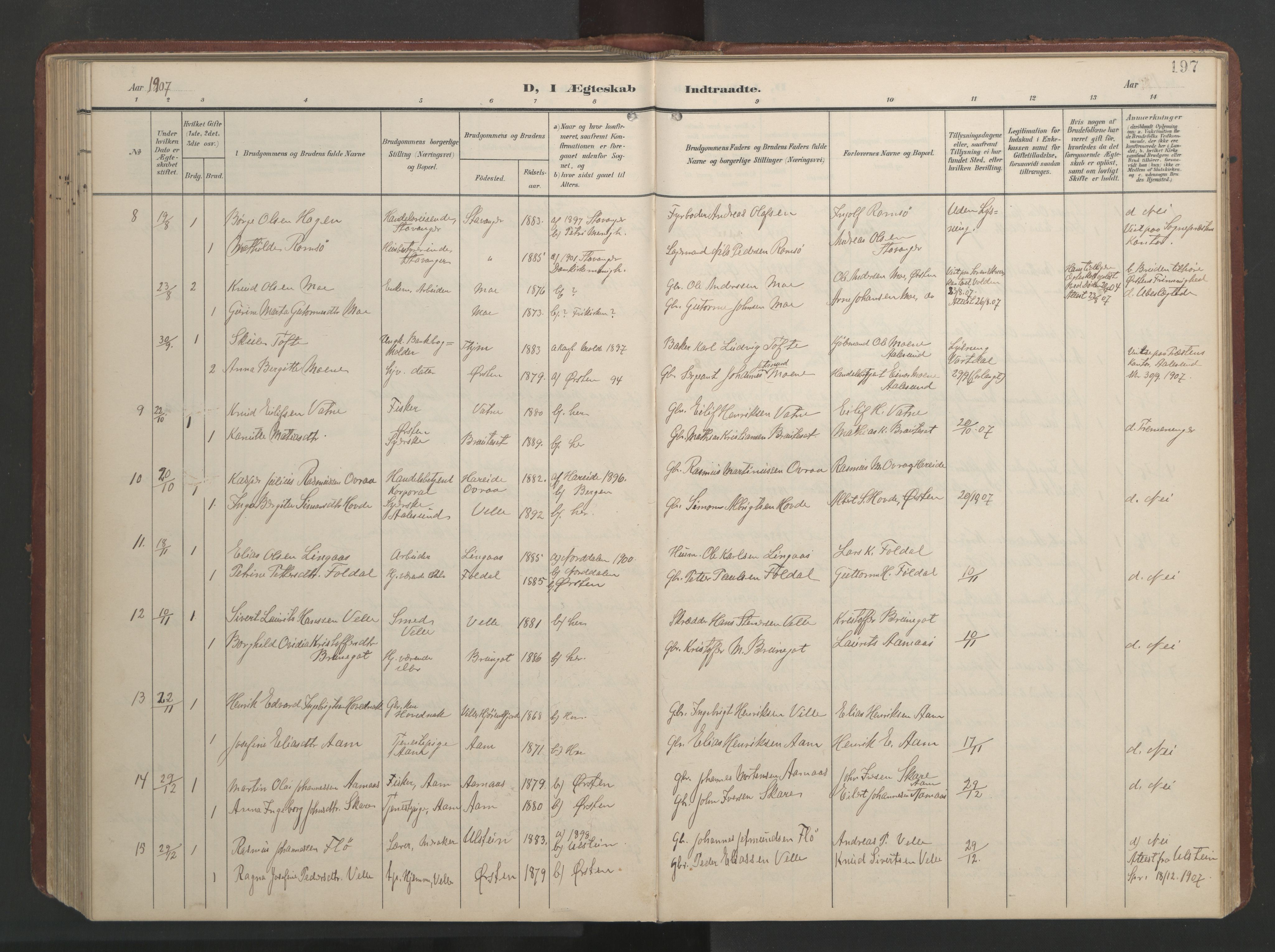 Ministerialprotokoller, klokkerbøker og fødselsregistre - Møre og Romsdal, AV/SAT-A-1454/513/L0190: Parish register (copy) no. 513C04, 1904-1926, p. 197