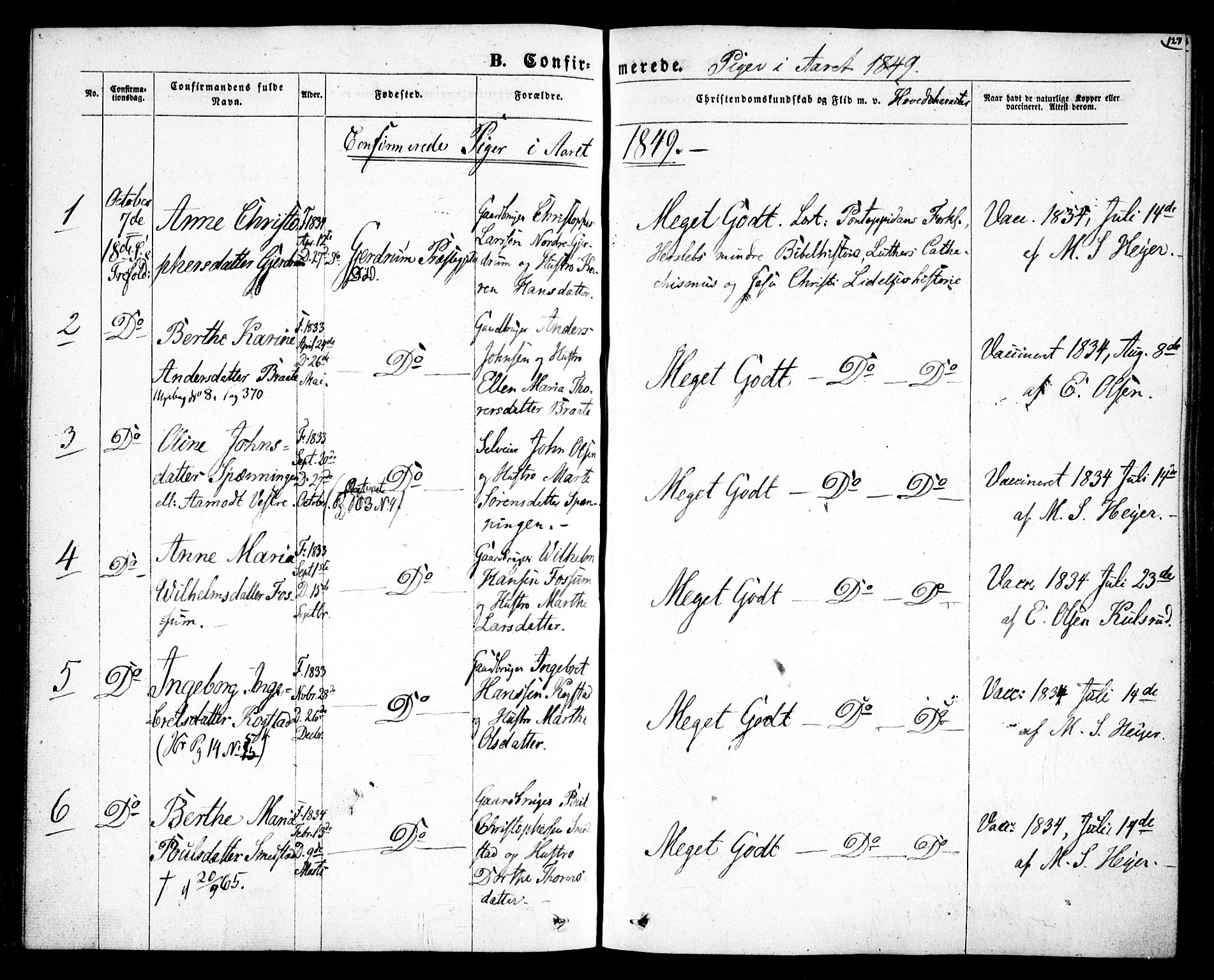 Gjerdrum prestekontor Kirkebøker, AV/SAO-A-10412b/F/Fa/L0006: Parish register (official) no. I 6, 1845-1856, p. 127