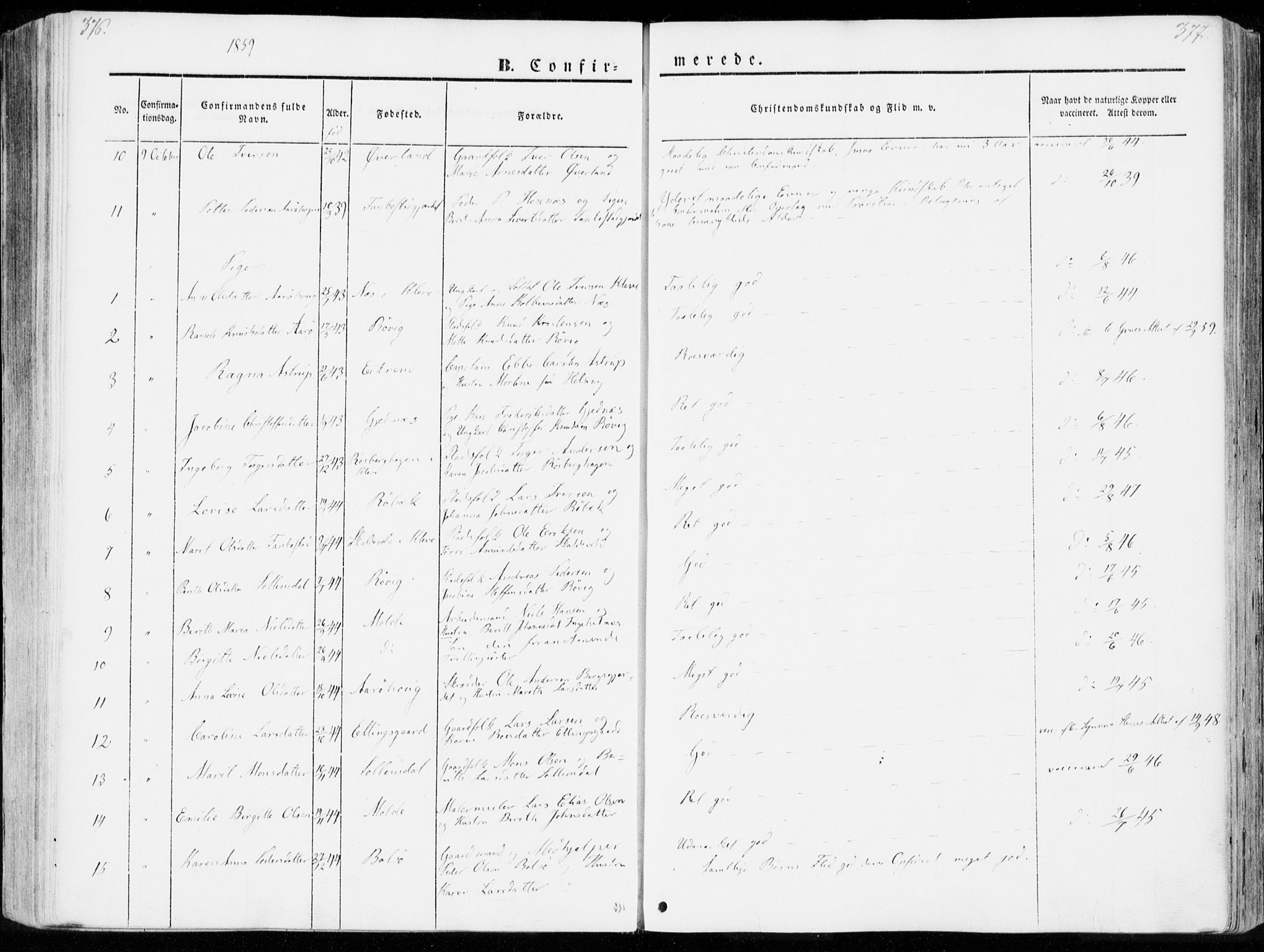 Ministerialprotokoller, klokkerbøker og fødselsregistre - Møre og Romsdal, SAT/A-1454/555/L0653: Parish register (official) no. 555A04, 1843-1869, p. 376-377