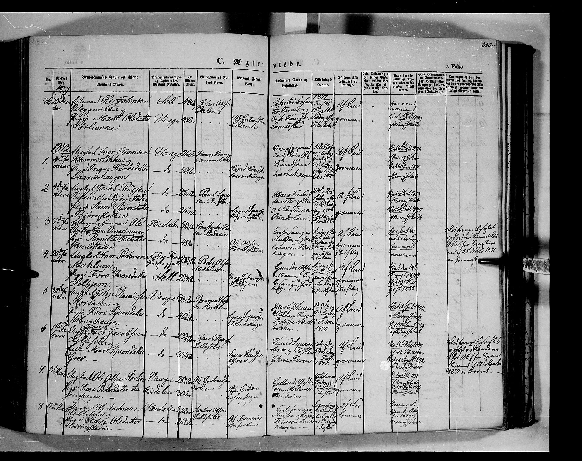 Vågå prestekontor, AV/SAH-PREST-076/H/Ha/Haa/L0006: Parish register (official) no. 6 /1, 1856-1872, p. 300