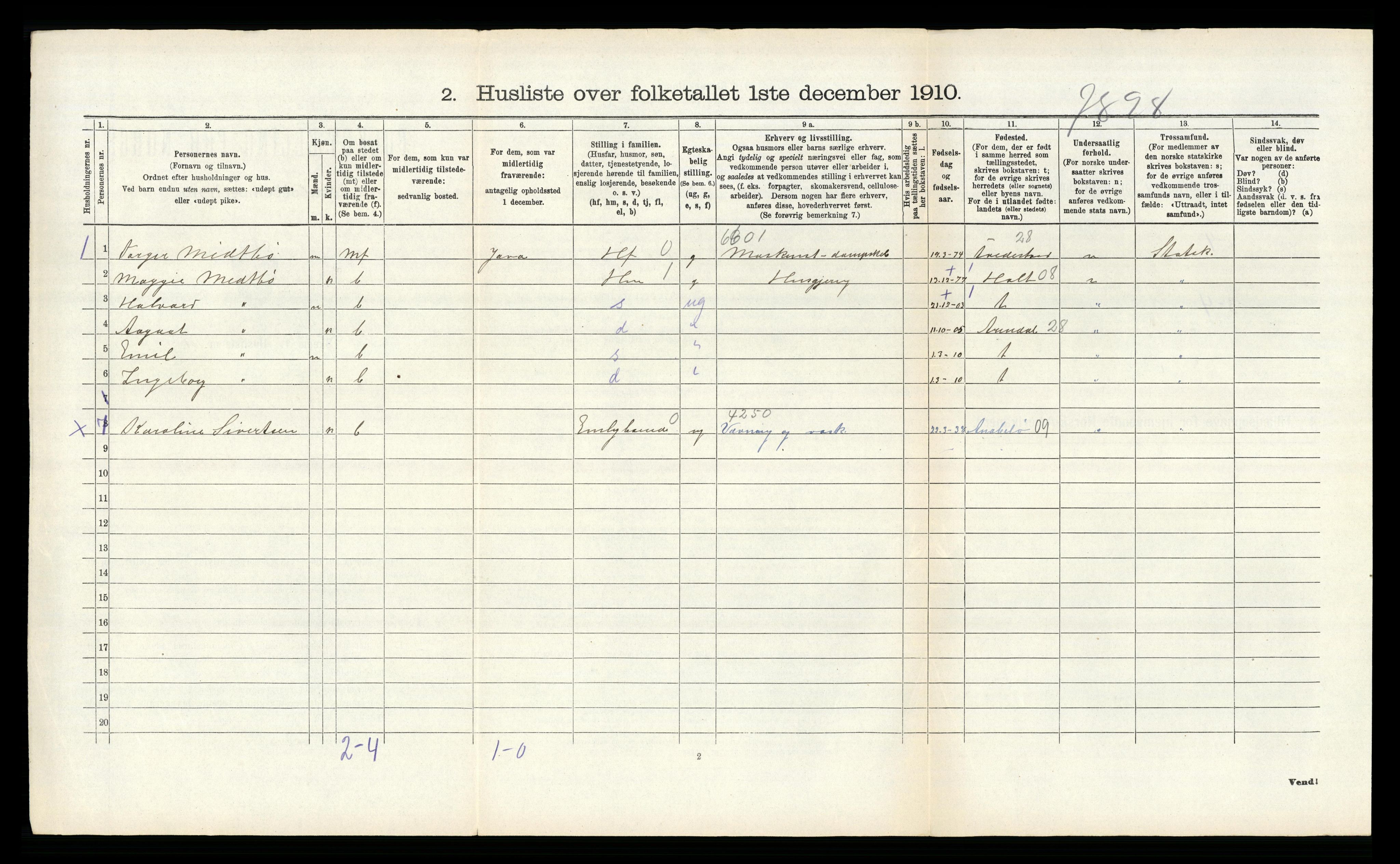 RA, 1910 census for Tromøy, 1910, p. 819