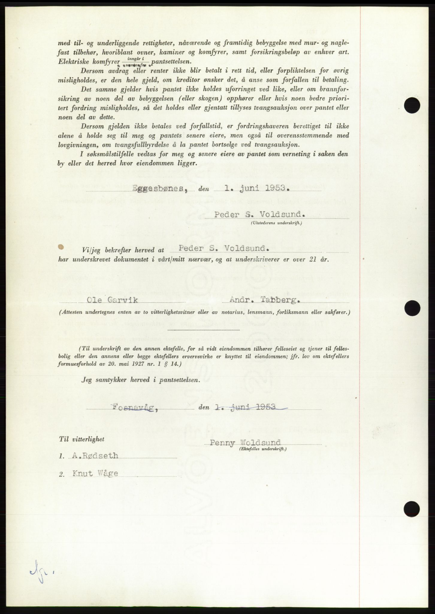 Søre Sunnmøre sorenskriveri, SAT/A-4122/1/2/2C/L0123: Mortgage book no. 11B, 1953-1953, Diary no: : 1364/1953