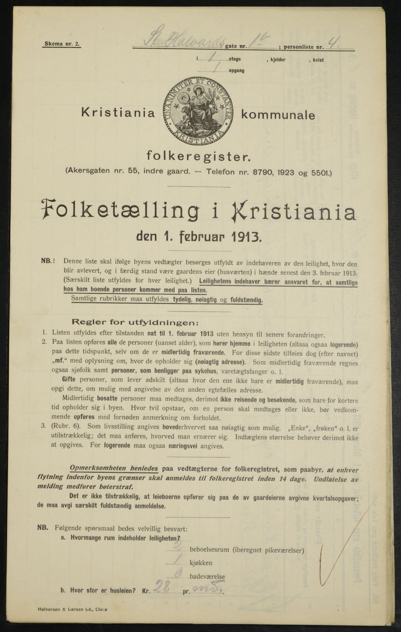 OBA, Municipal Census 1913 for Kristiania, 1913, p. 87419