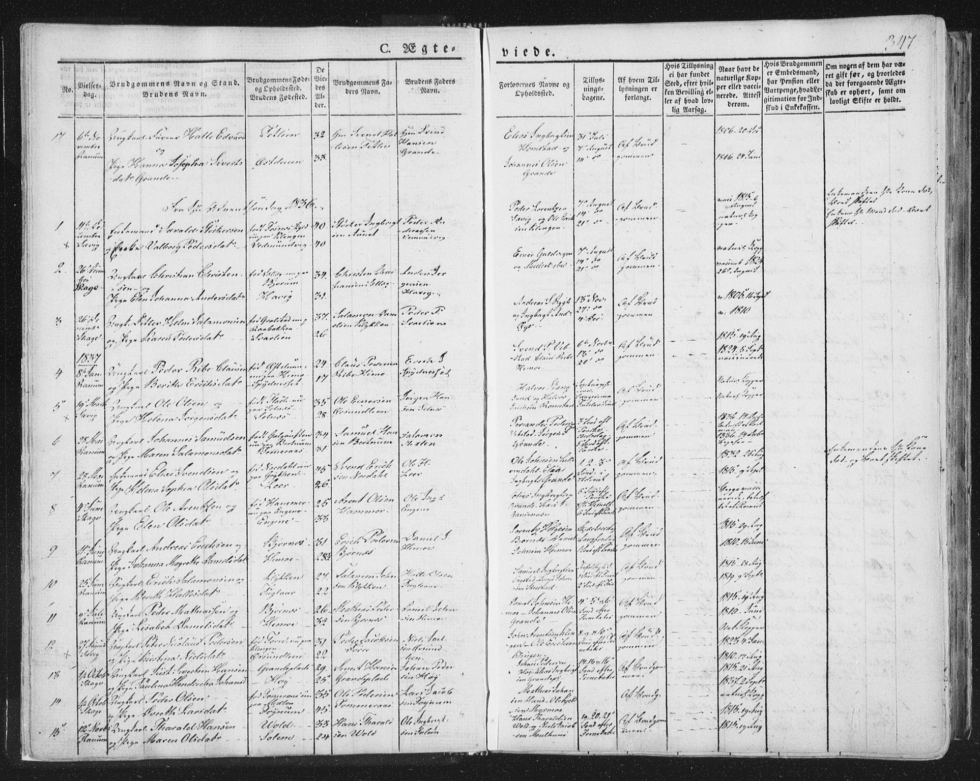 Ministerialprotokoller, klokkerbøker og fødselsregistre - Nord-Trøndelag, SAT/A-1458/764/L0552: Parish register (official) no. 764A07b, 1824-1865, p. 347