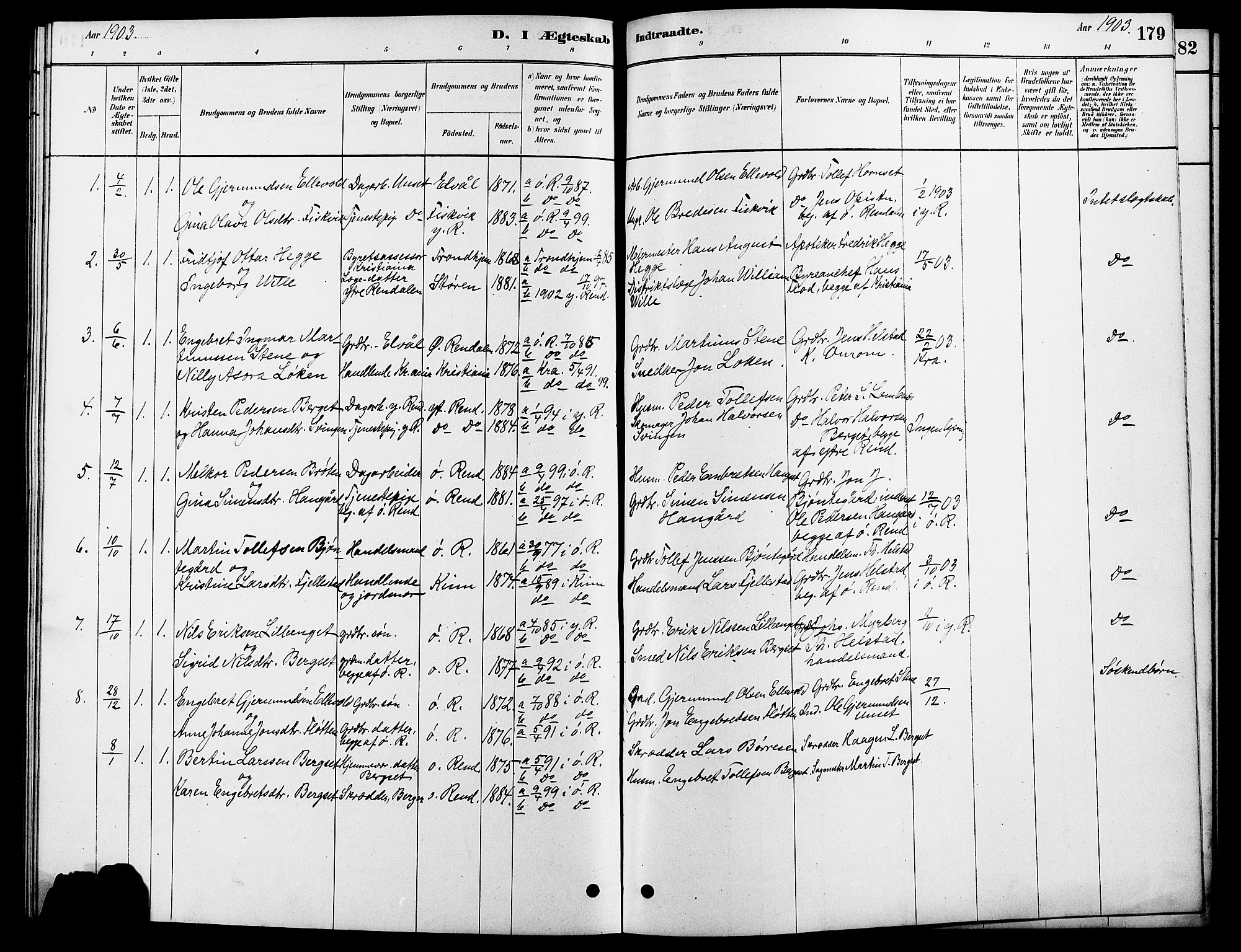 Rendalen prestekontor, AV/SAH-PREST-054/H/Ha/Hab/L0003: Parish register (copy) no. 3, 1879-1904, p. 179