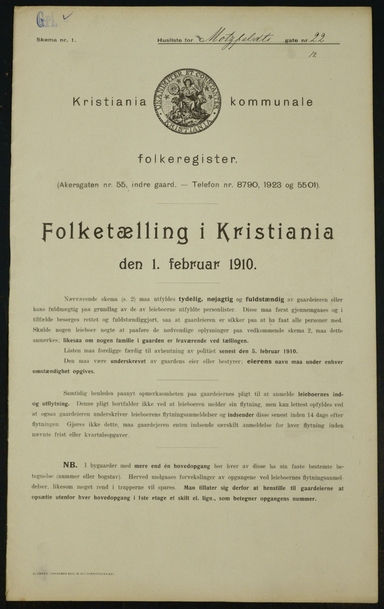 OBA, Municipal Census 1910 for Kristiania, 1910, p. 64159