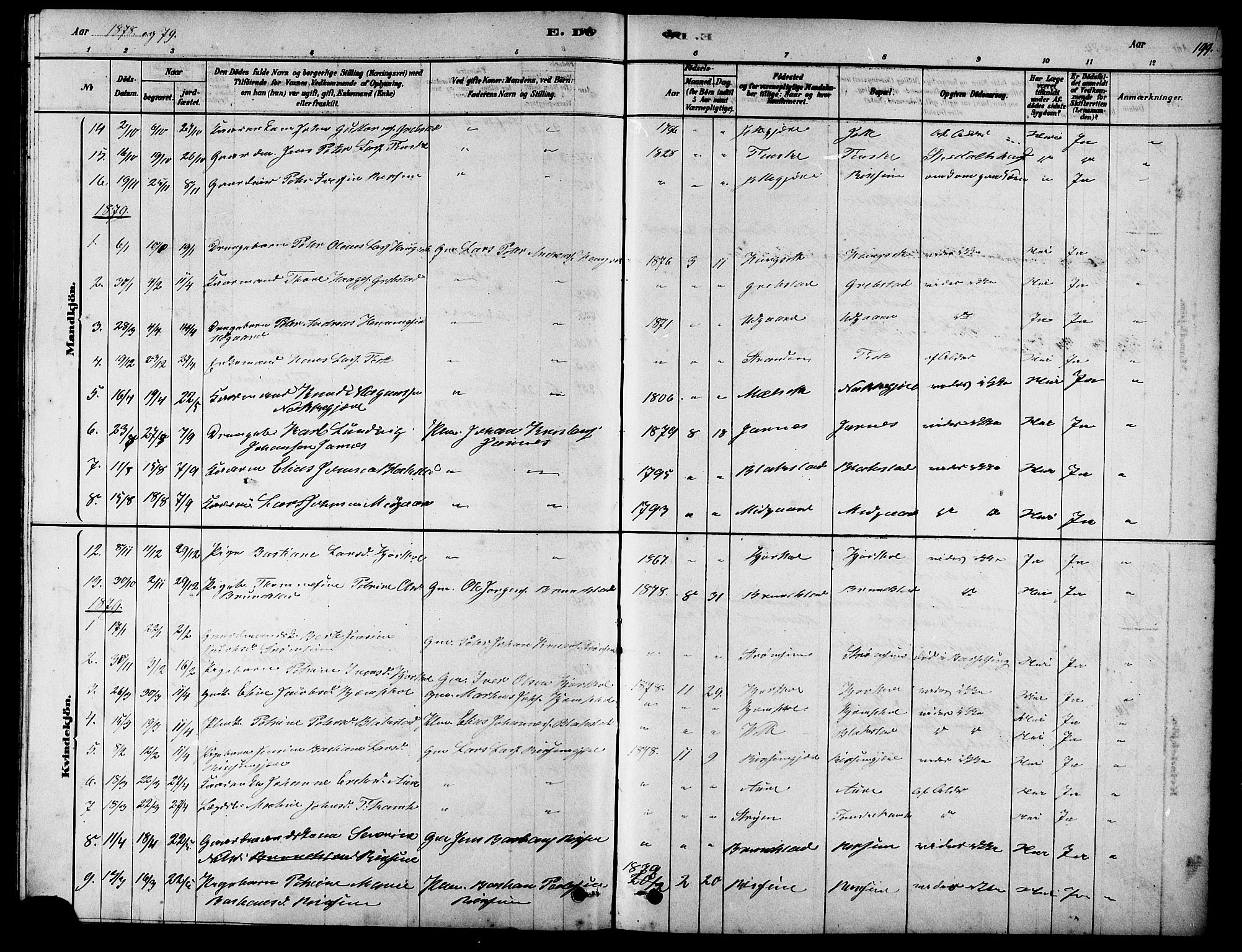Ministerialprotokoller, klokkerbøker og fødselsregistre - Møre og Romsdal, SAT/A-1454/523/L0339: Parish register (copy) no. 523C02, 1878-1891, p. 199