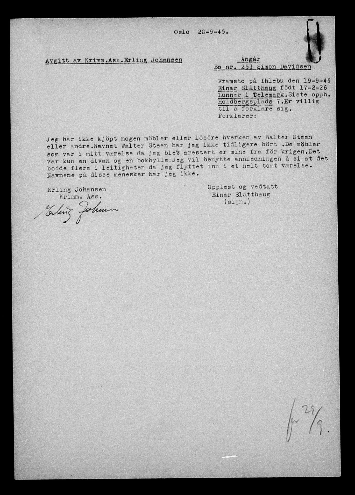 Justisdepartementet, Tilbakeføringskontoret for inndratte formuer, AV/RA-S-1564/H/Hc/Hcc/L0930: --, 1945-1947, p. 45