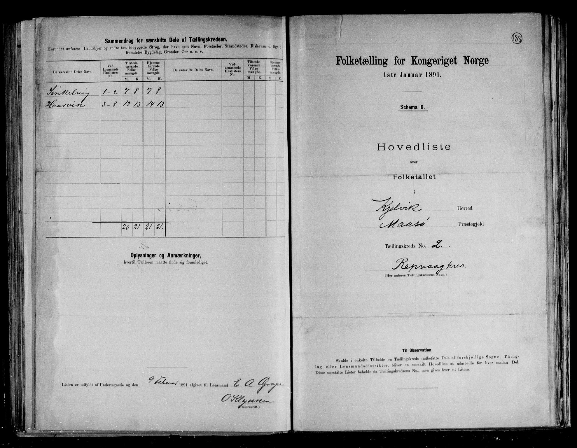 RA, 1891 census for 2019 Kjelvik, 1891, p. 11