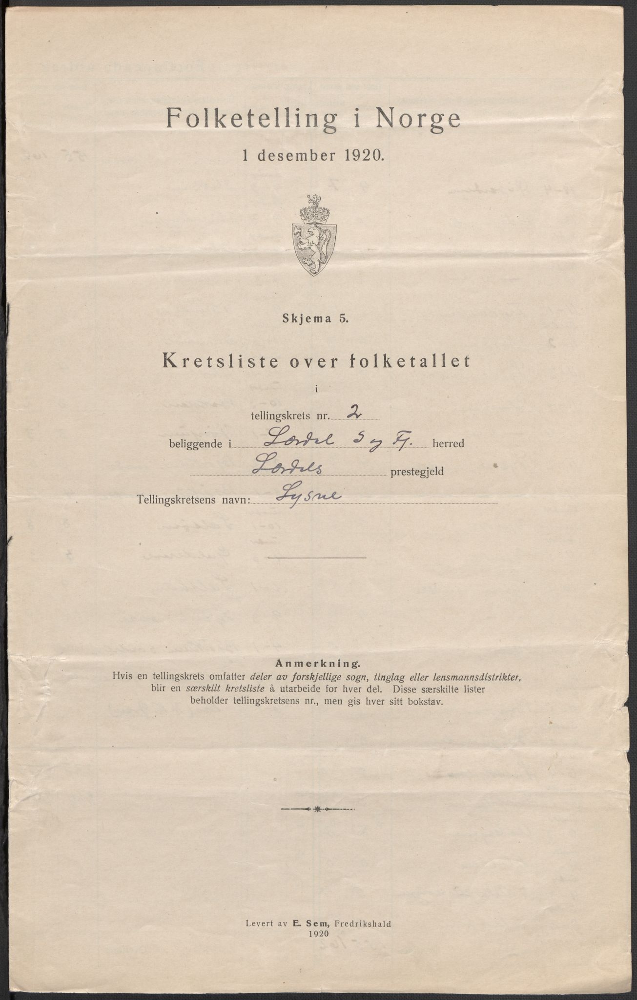 SAB, 1920 census for Lærdal, 1920, p. 8