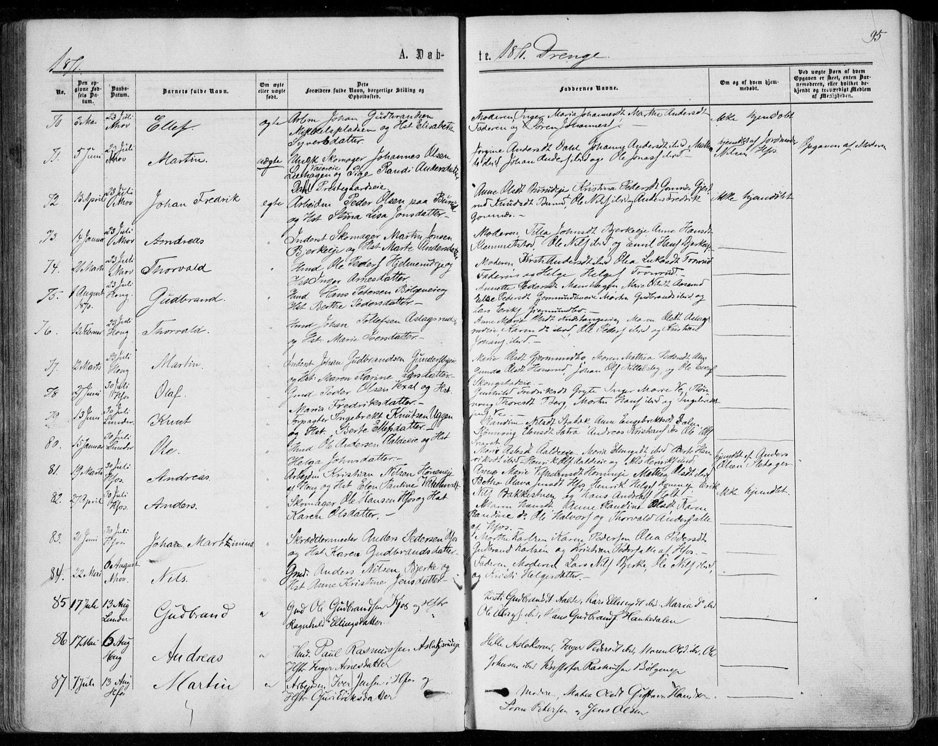 Norderhov kirkebøker, AV/SAKO-A-237/F/Fa/L0013: Parish register (official) no. 13, 1866-1874, p. 95
