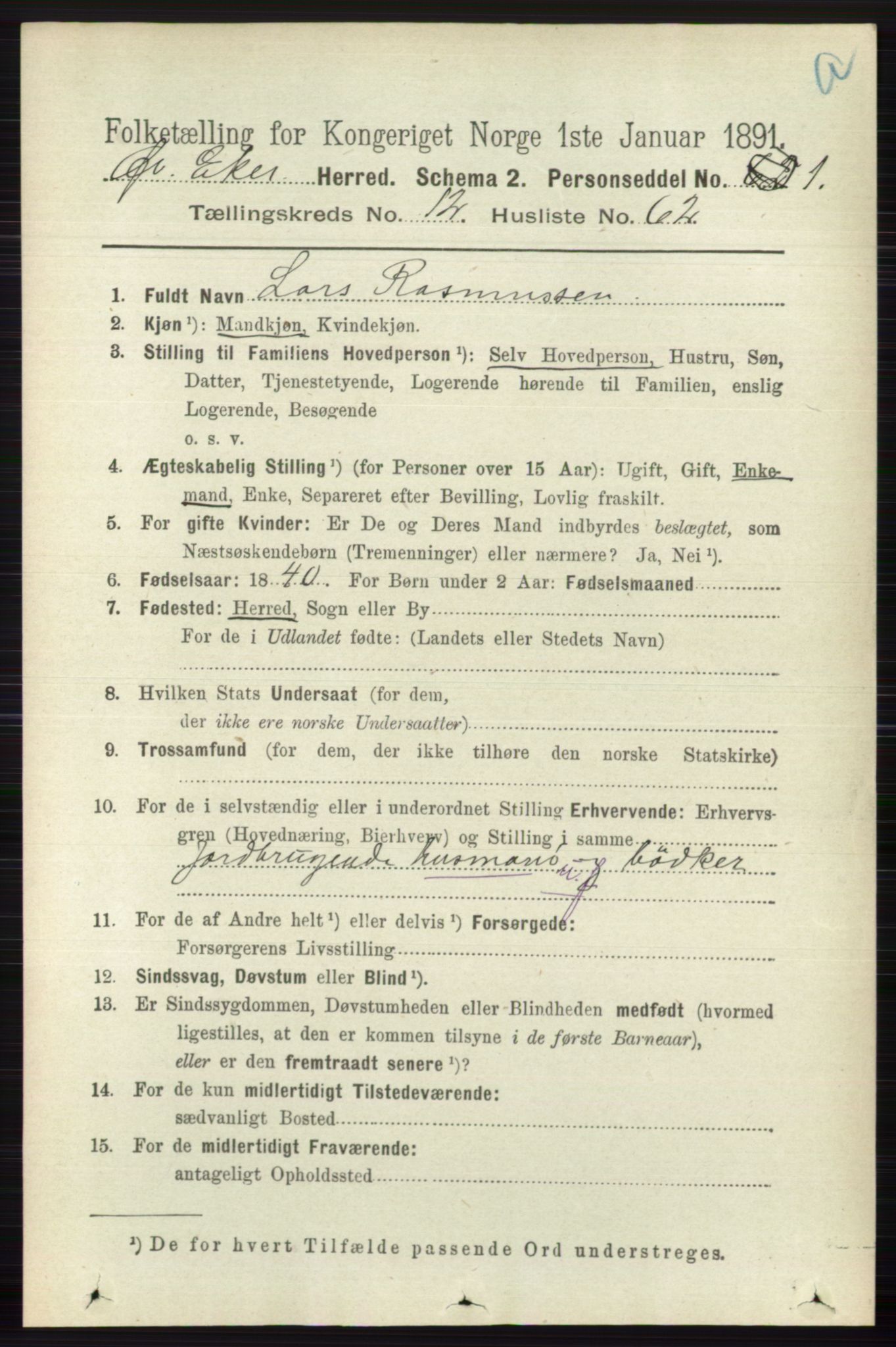 RA, 1891 census for 0624 Øvre Eiker, 1891, p. 5667