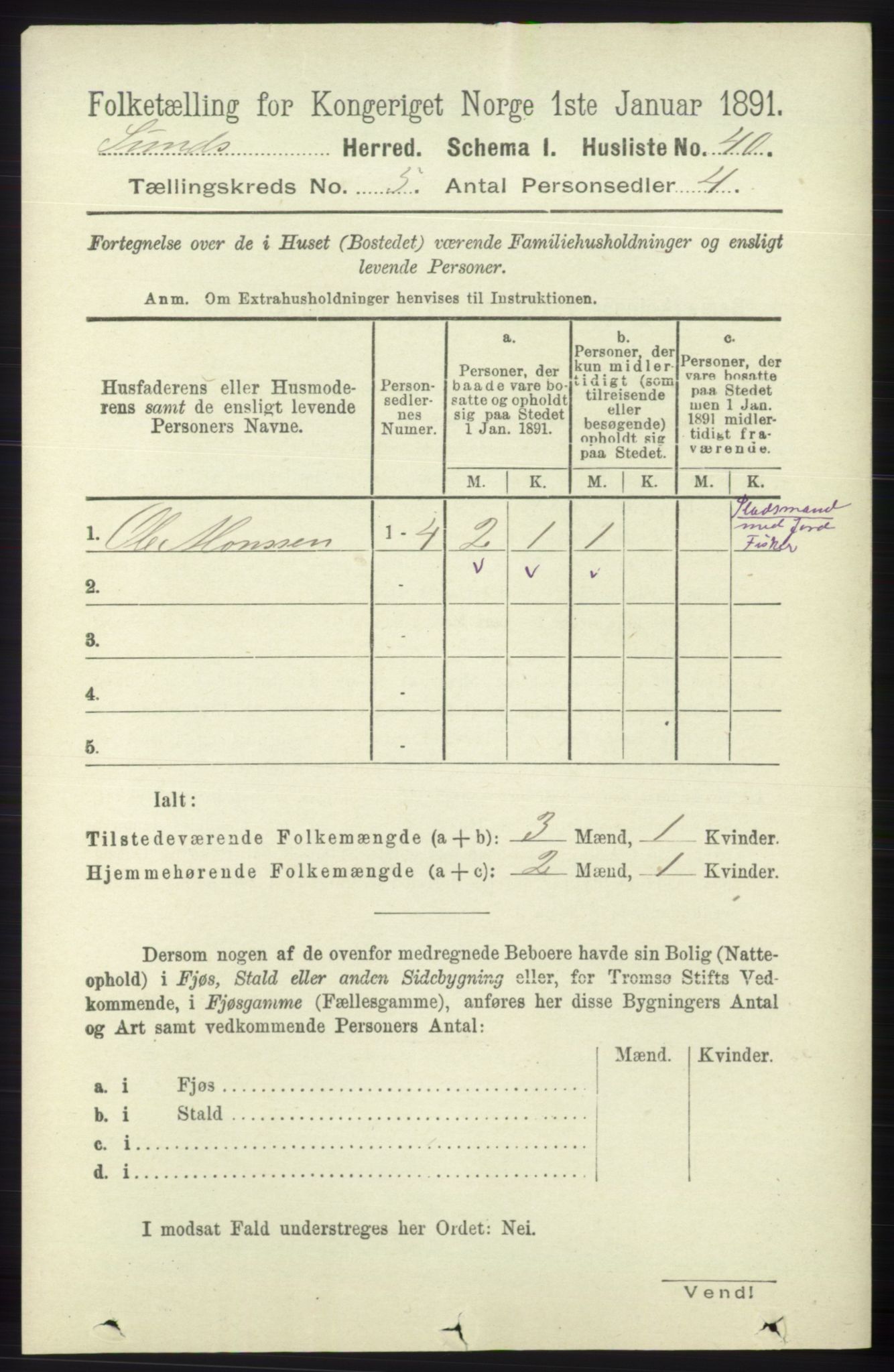 RA, 1891 census for 1245 Sund, 1891, p. 2365