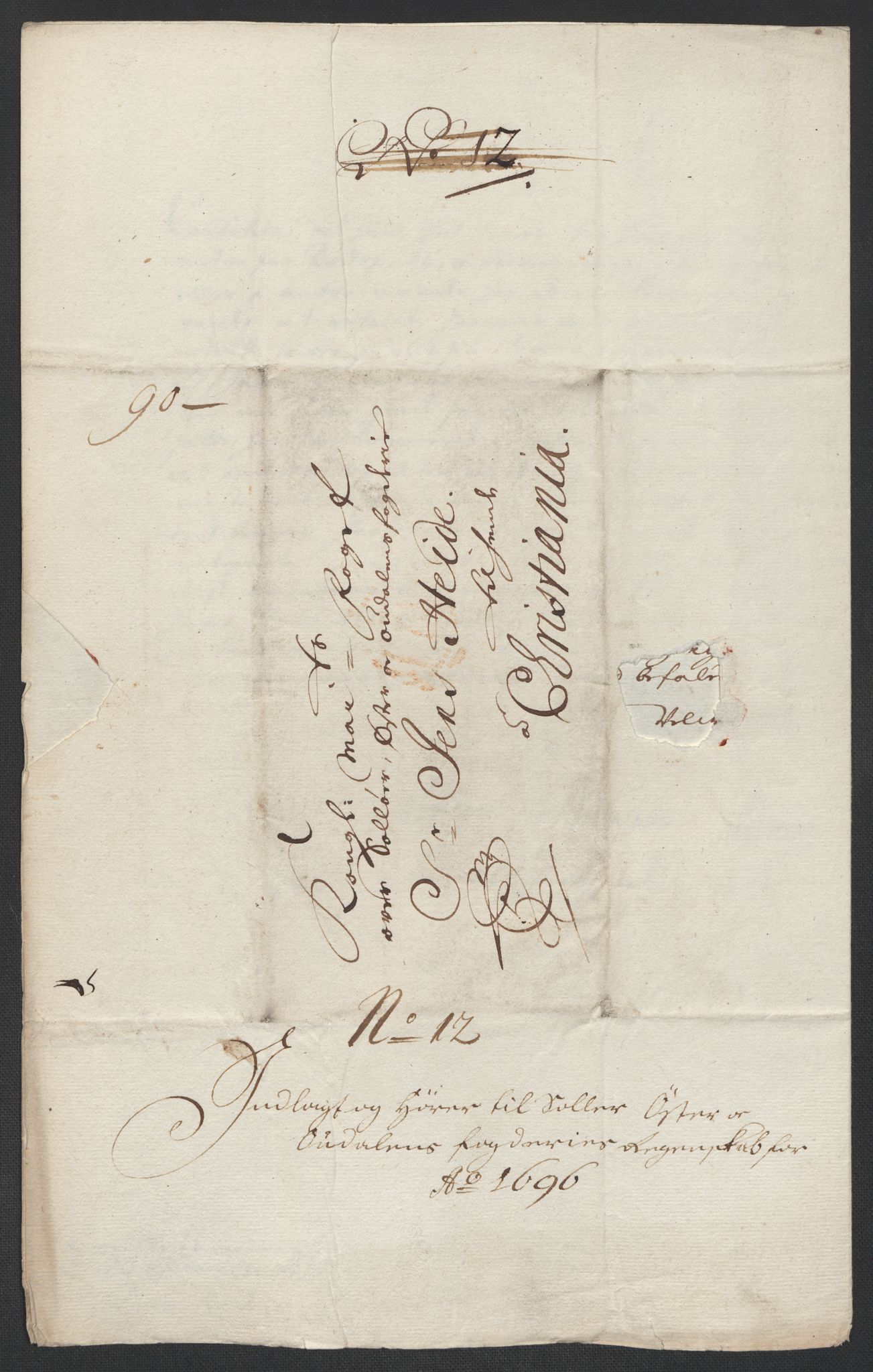 Rentekammeret inntil 1814, Reviderte regnskaper, Fogderegnskap, AV/RA-EA-4092/R13/L0834: Fogderegnskap Solør, Odal og Østerdal, 1696, p. 60