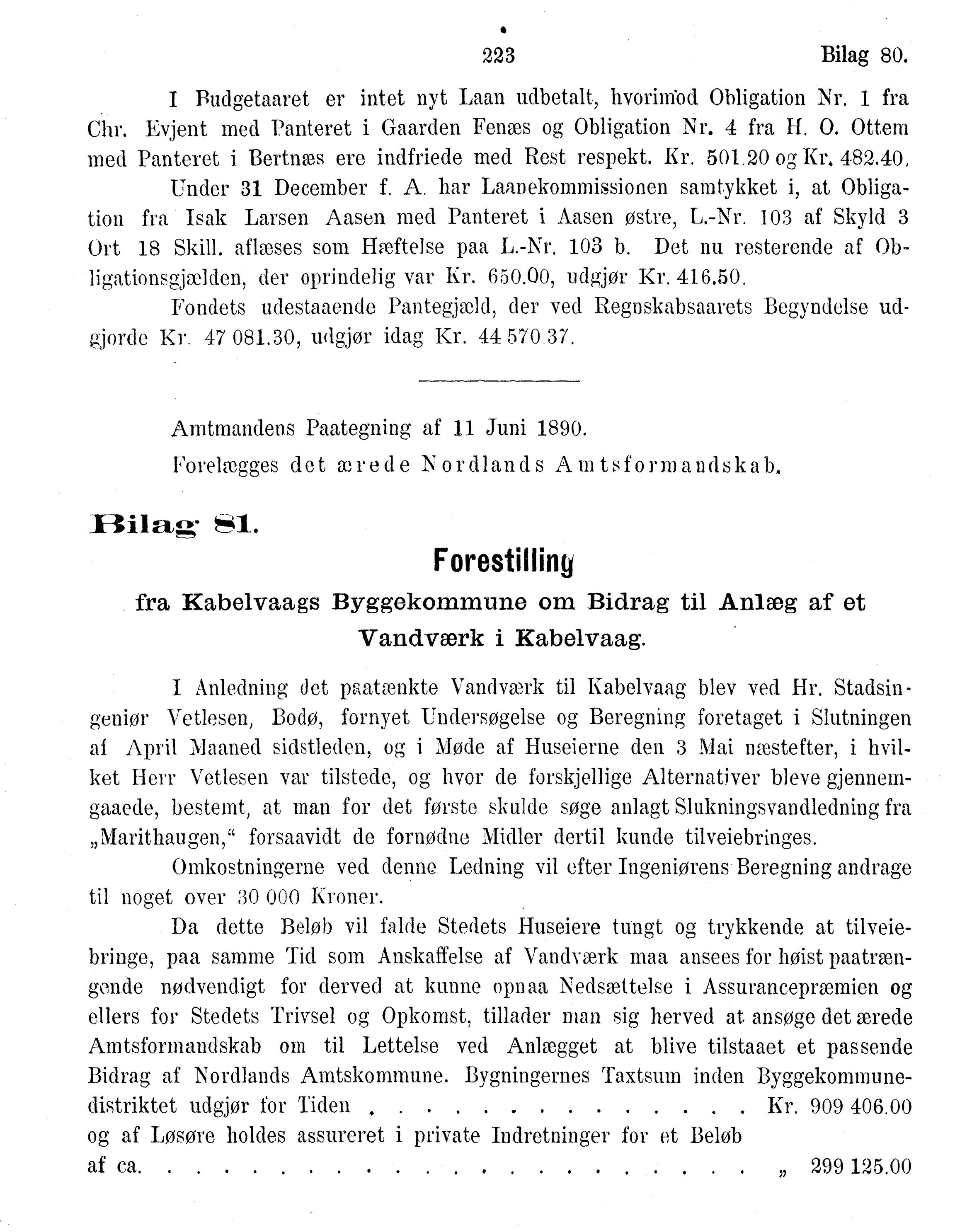 Nordland Fylkeskommune. Fylkestinget, AIN/NFK-17/176/A/Ac/L0015: Fylkestingsforhandlinger 1886-1890, 1886-1890