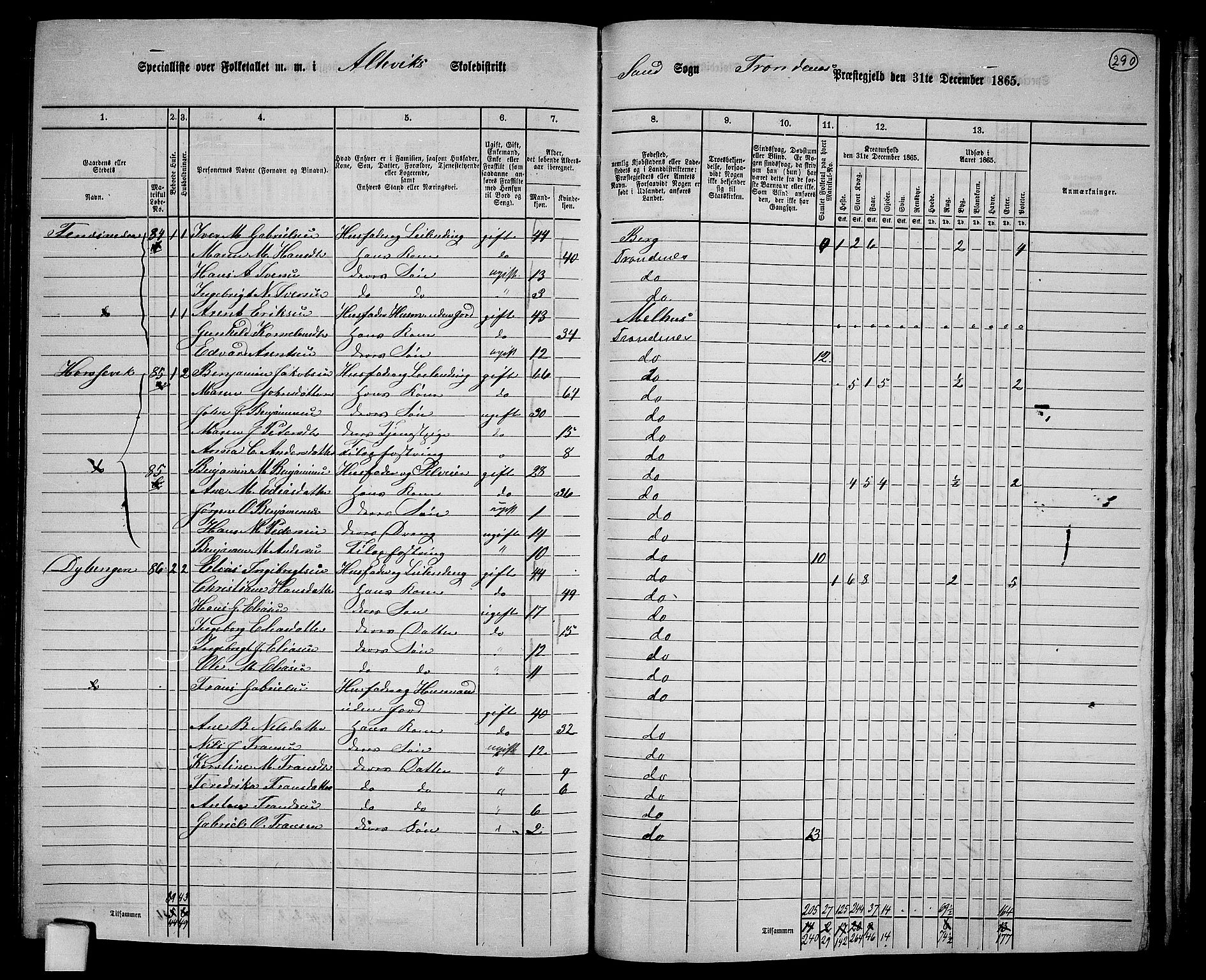 RA, 1865 census for Trondenes, 1865, p. 175