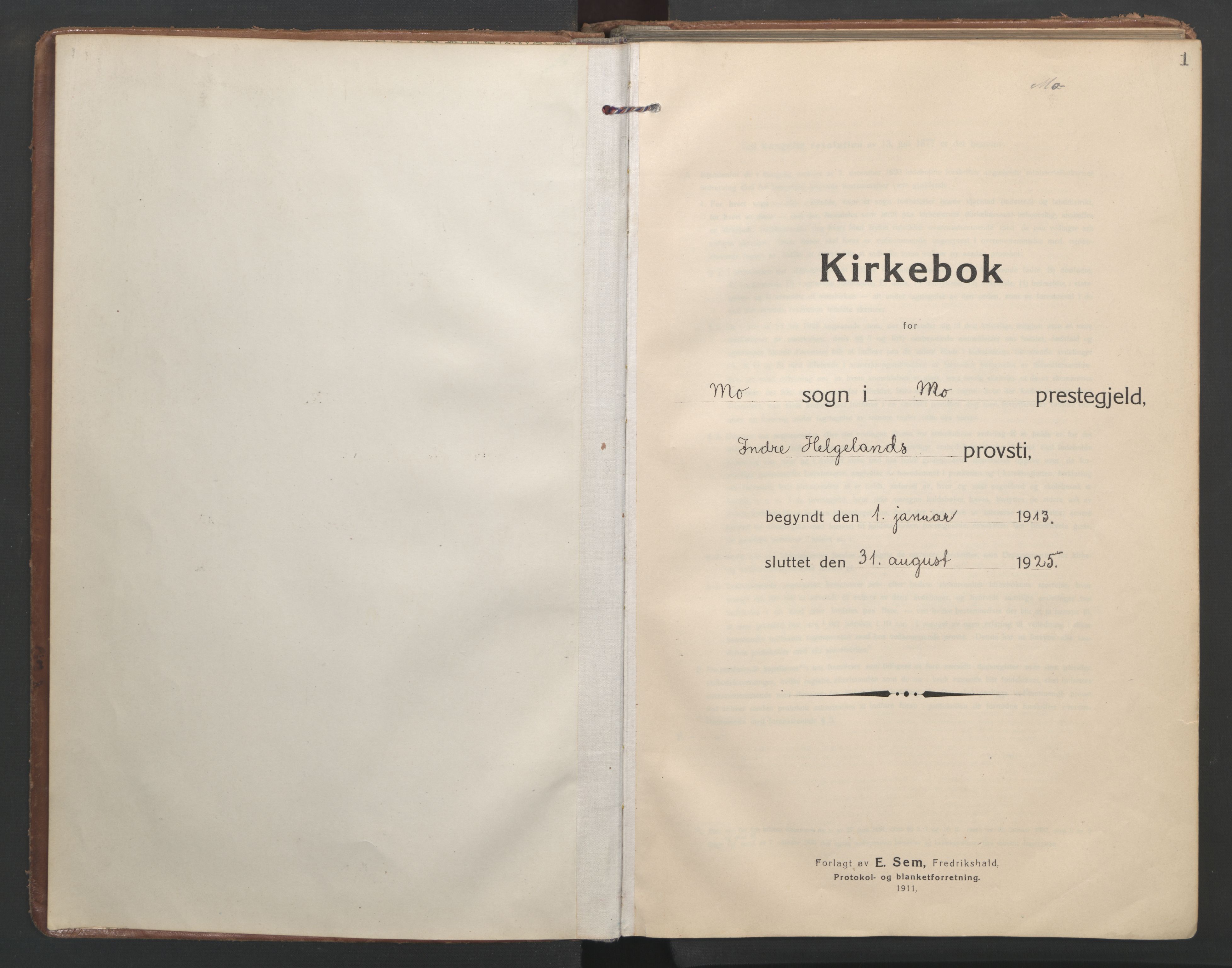 Ministerialprotokoller, klokkerbøker og fødselsregistre - Nordland, SAT/A-1459/827/L0405: Parish register (official) no. 827A17, 1912-1925, p. 1