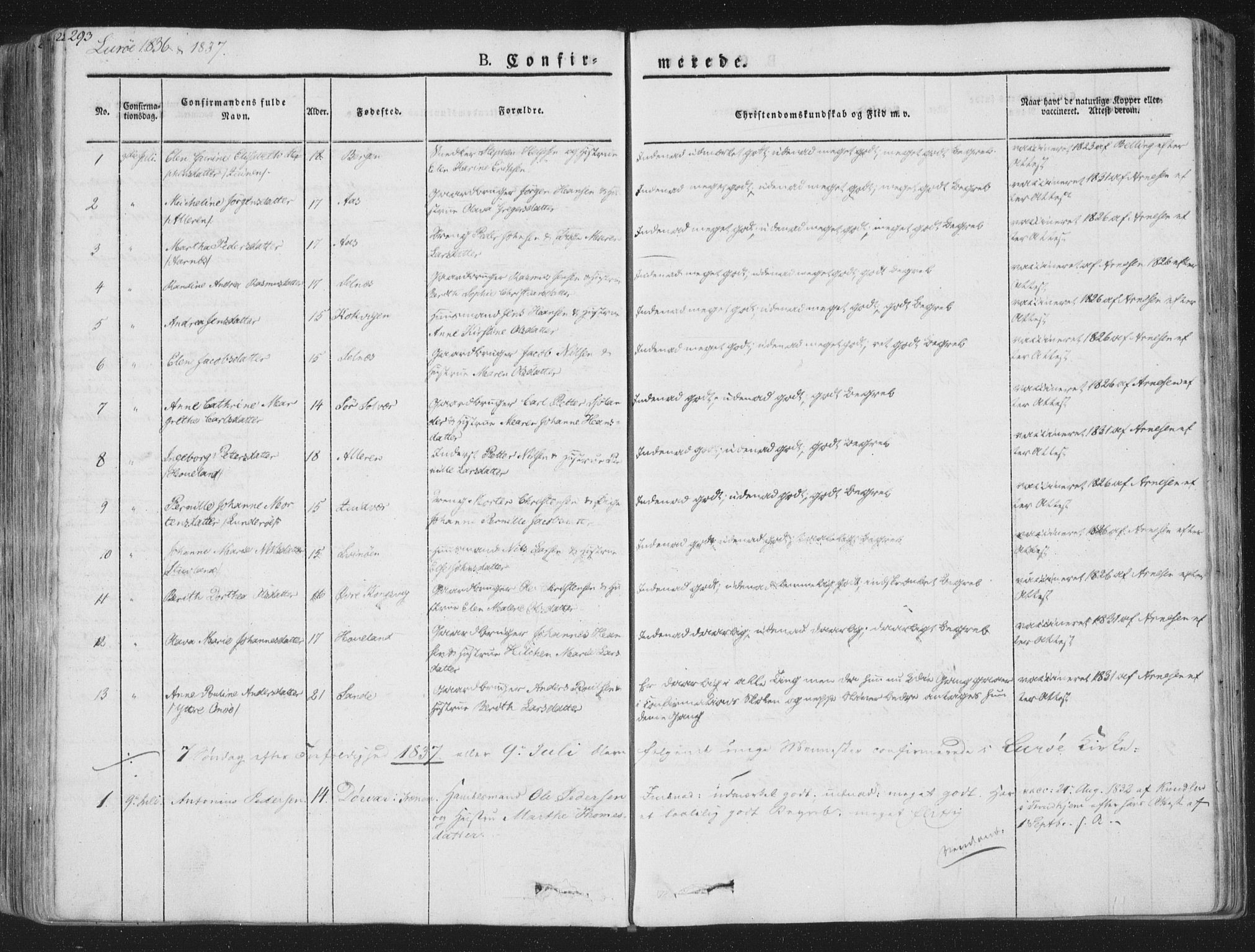 Ministerialprotokoller, klokkerbøker og fødselsregistre - Nordland, AV/SAT-A-1459/839/L0565: Parish register (official) no. 839A02, 1825-1862, p. 293