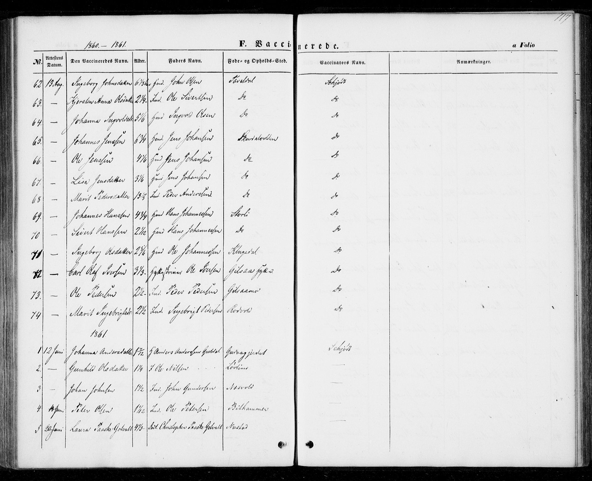Ministerialprotokoller, klokkerbøker og fødselsregistre - Nord-Trøndelag, AV/SAT-A-1458/706/L0040: Parish register (official) no. 706A01, 1850-1861, p. 117