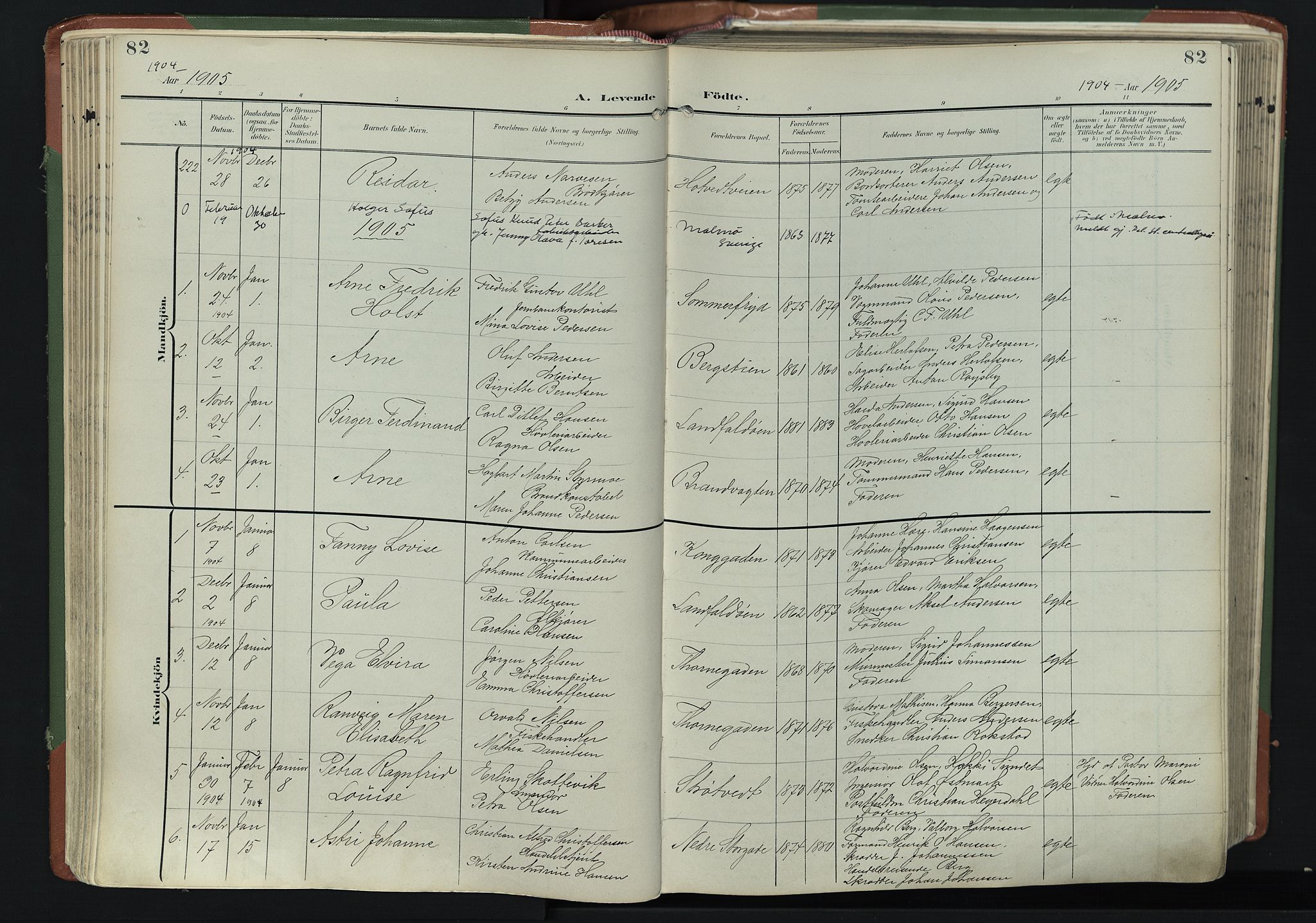 Bragernes kirkebøker, SAKO/A-6/F/Fb/L0009: Parish register (official) no. II 9, 1902-1911, p. 82