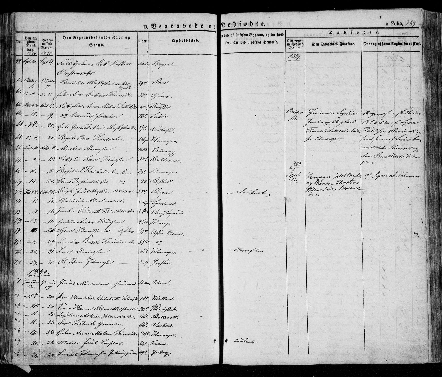 Lista sokneprestkontor, AV/SAK-1111-0027/F/Fa/L0009: Parish register (official) no. A 9, 1835-1846, p. 289