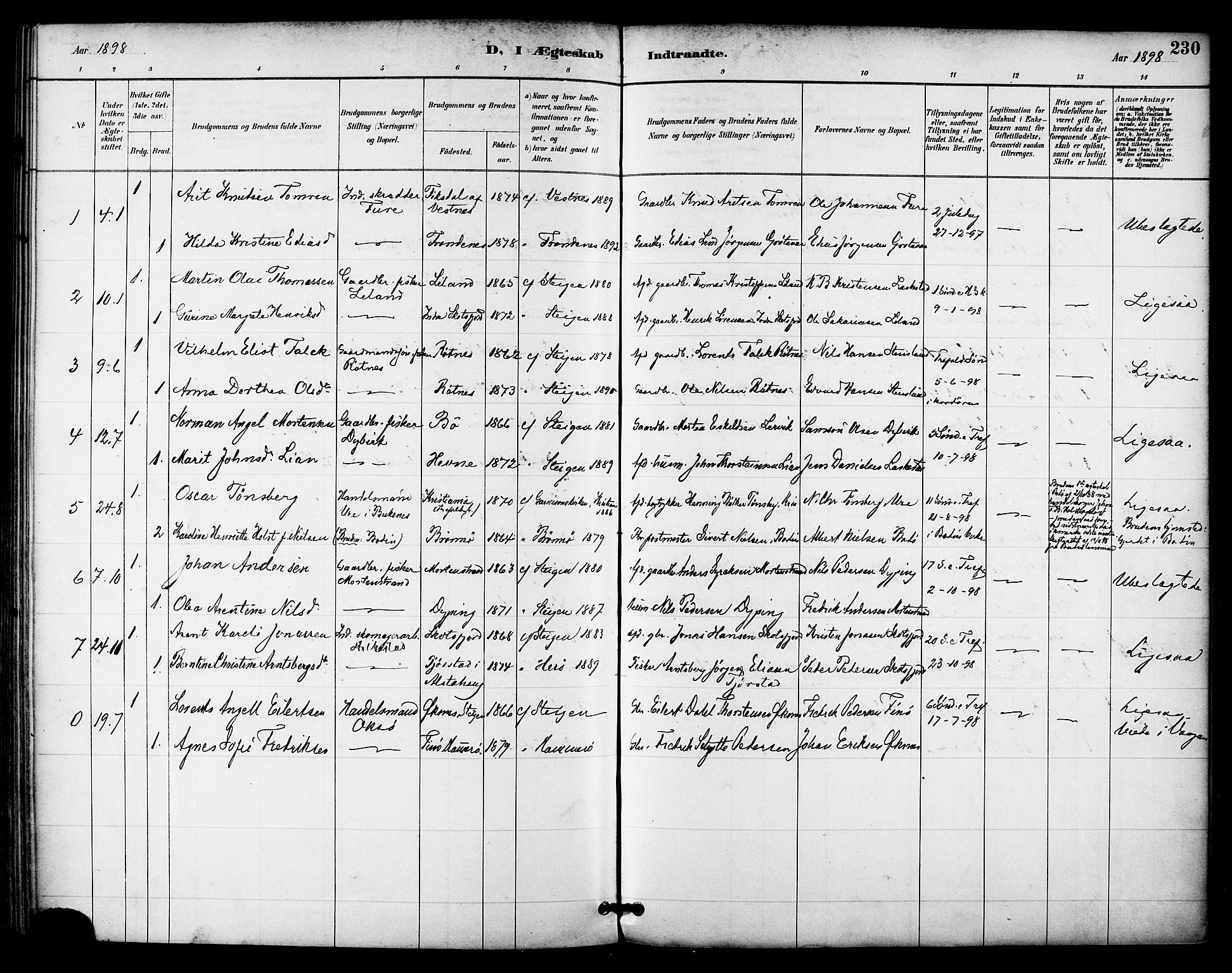 Ministerialprotokoller, klokkerbøker og fødselsregistre - Nordland, AV/SAT-A-1459/855/L0803: Parish register (official) no. 855A11, 1887-1905, p. 230