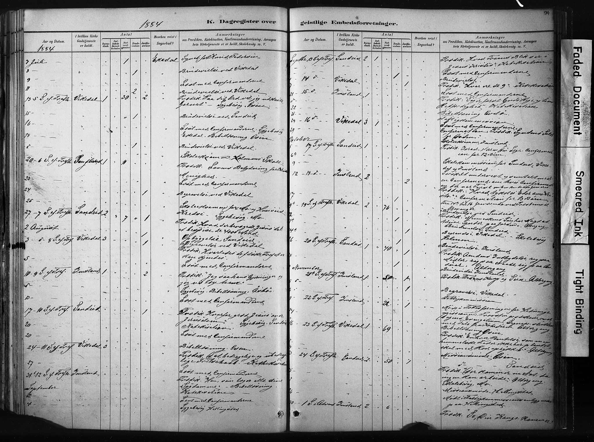 Vikedal sokneprestkontor, AV/SAST-A-101840/01/IV: Parish register (official) no. A 10, 1884-1907, p. 194