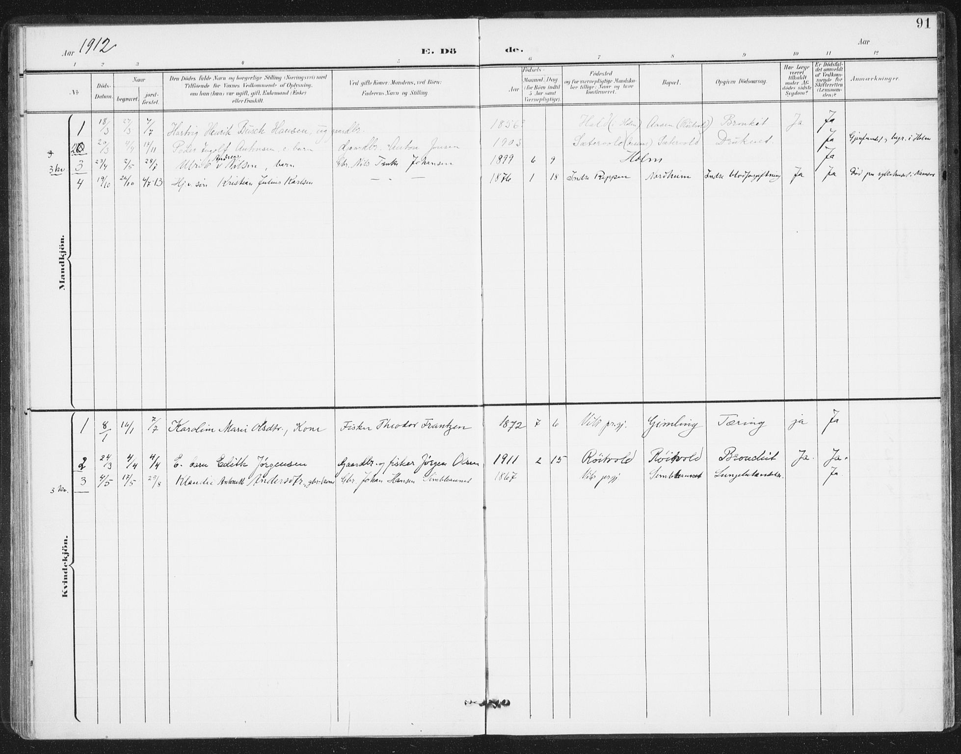 Ministerialprotokoller, klokkerbøker og fødselsregistre - Nordland, AV/SAT-A-1459/811/L0167: Parish register (official) no. 811A04, 1899-1913, p. 91