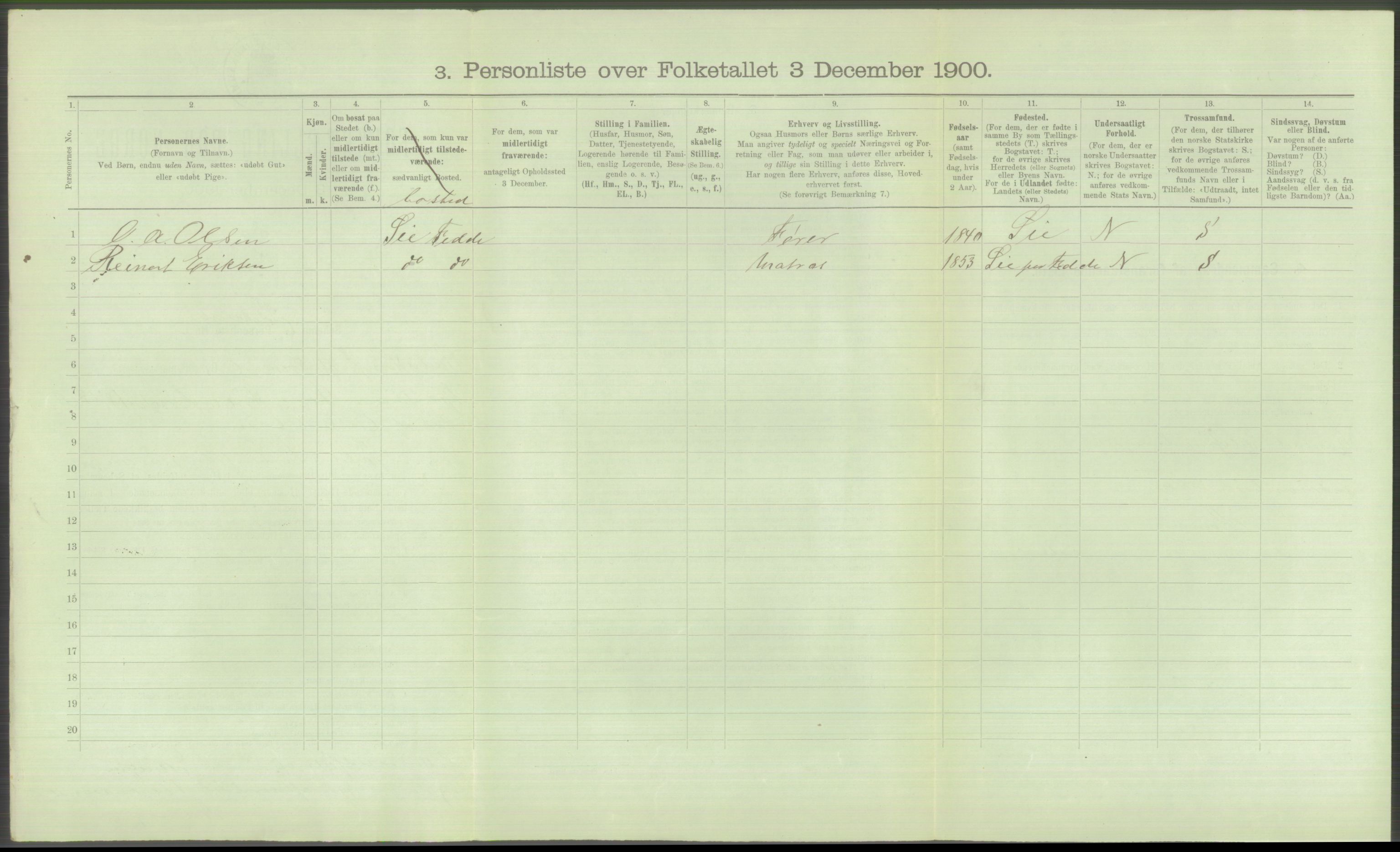 RA, 1900 Census - ship lists from ships in Norwegian harbours, harbours abroad and at sea, 1900, p. 902