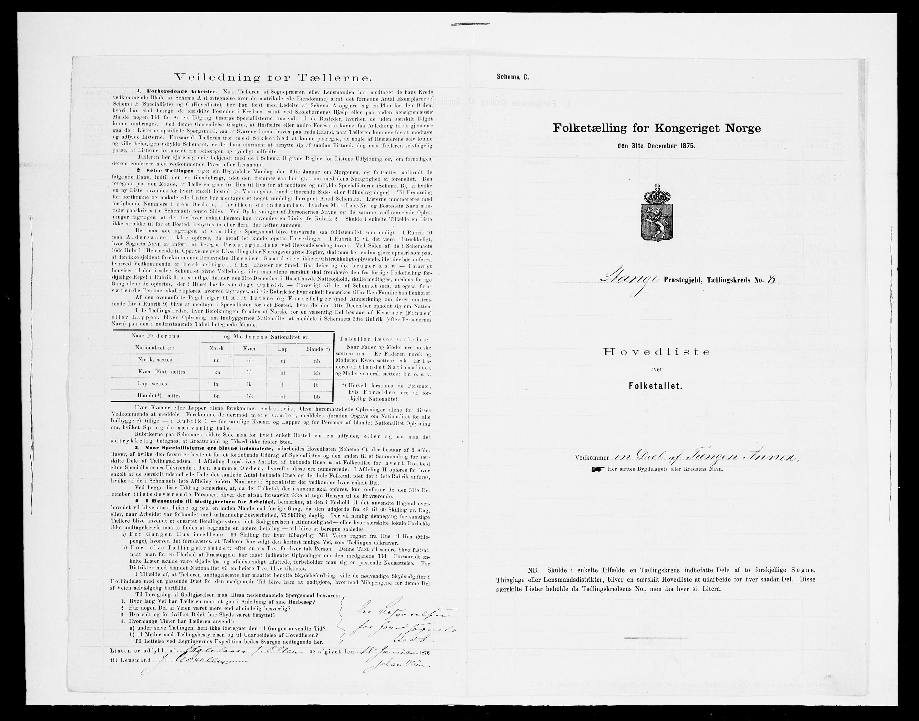 SAH, 1875 census for 0417P Stange, 1875, p. 44