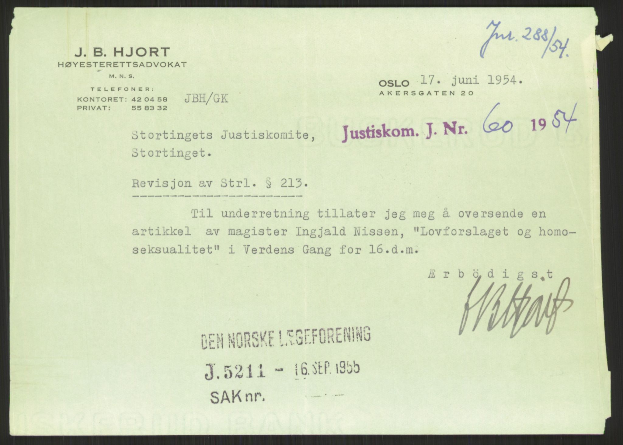 Justisdepartementet, Lovavdelingen, AV/RA-S-3212/D/De/L0029/0001: Straffeloven / Straffelovens revisjon: 5 - Ot. prp. nr.  41 - 1945: Homoseksualiet. 3 mapper, 1956-1970, p. 389