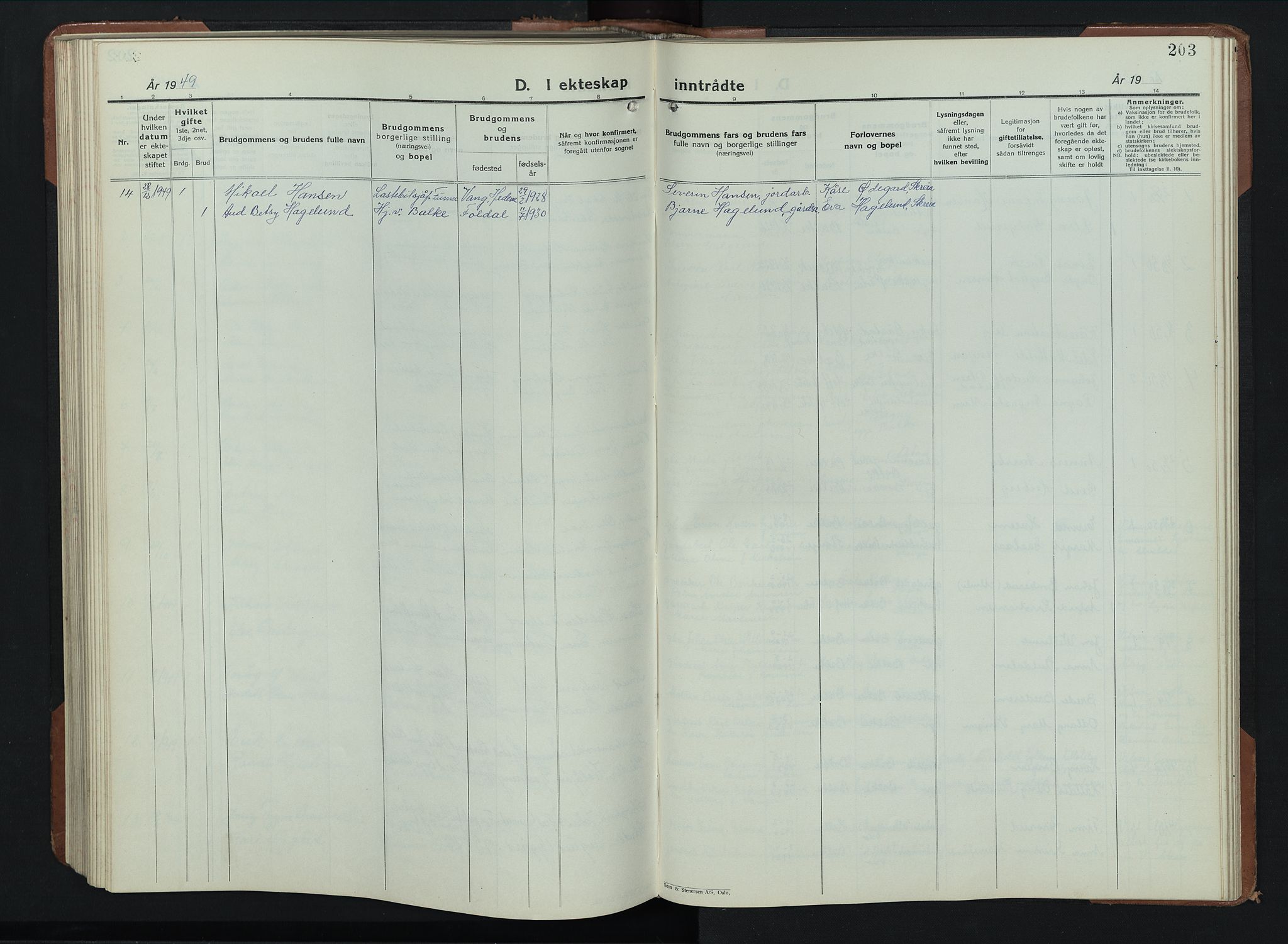 Balke prestekontor, SAH/PREST-106/H/Ha/Hab/L0002: Parish register (copy) no. 2, 1929-1951, p. 203