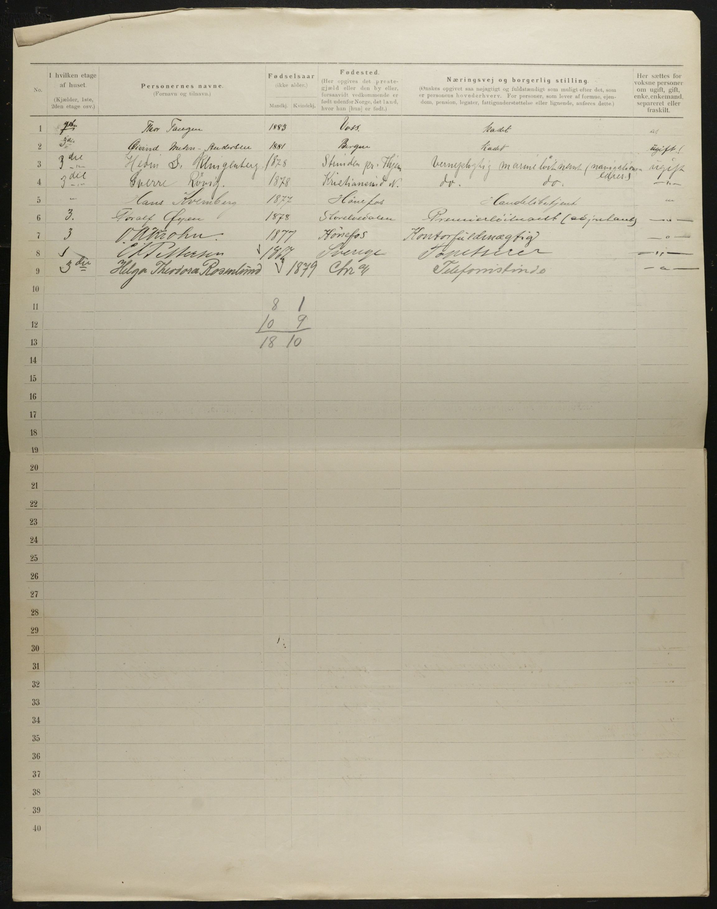 OBA, Municipal Census 1901 for Kristiania, 1901, p. 3015