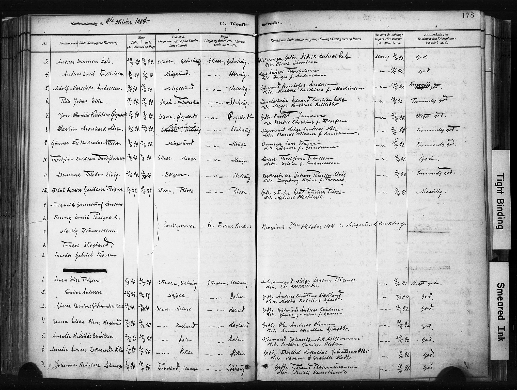 Haugesund sokneprestkontor, AV/SAST-A -101863/H/Ha/Haa/L0004: Parish register (official) no. A 4, 1886-1908, p. 178