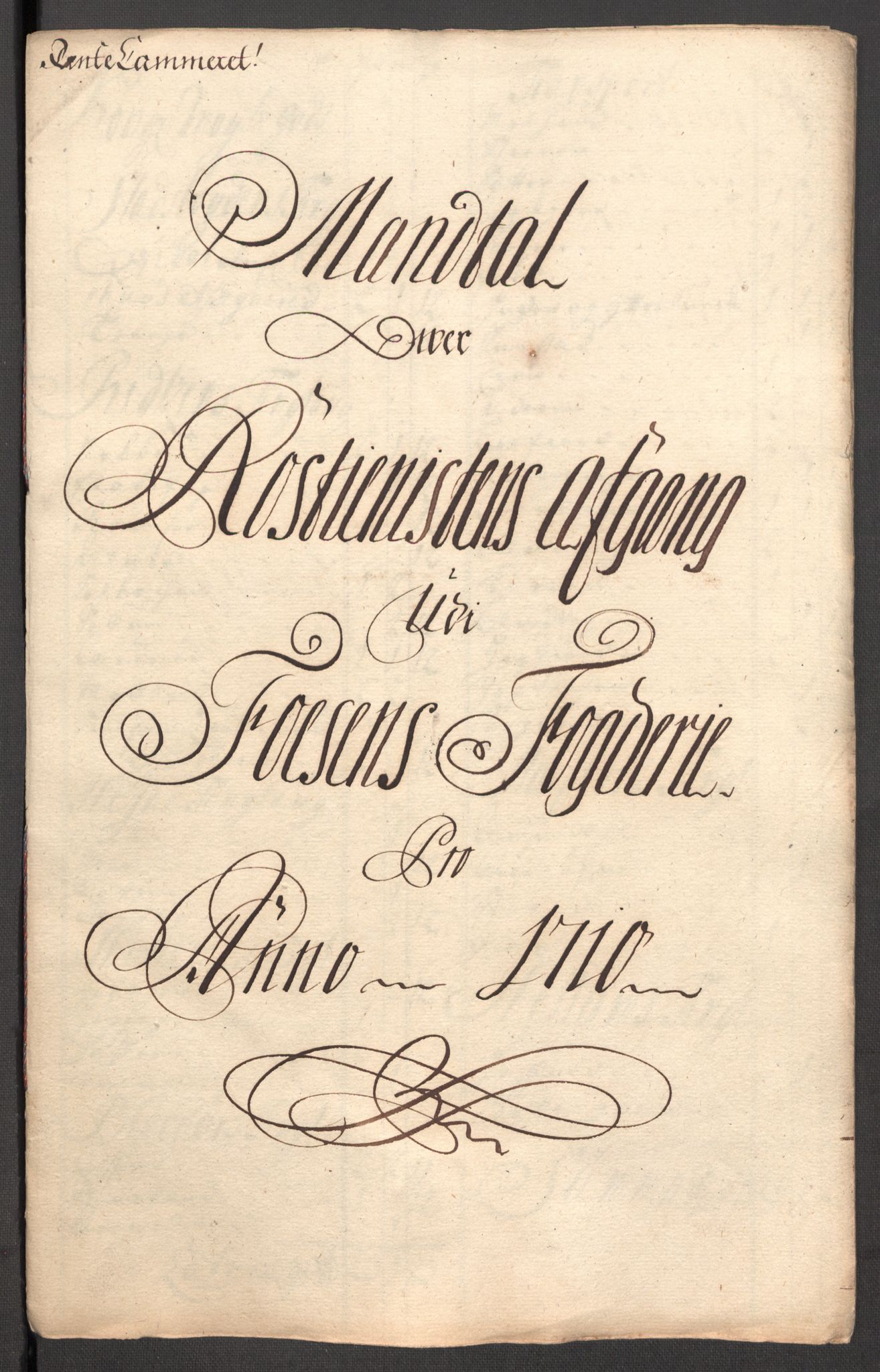 Rentekammeret inntil 1814, Reviderte regnskaper, Fogderegnskap, RA/EA-4092/R57/L3859: Fogderegnskap Fosen, 1710, p. 181