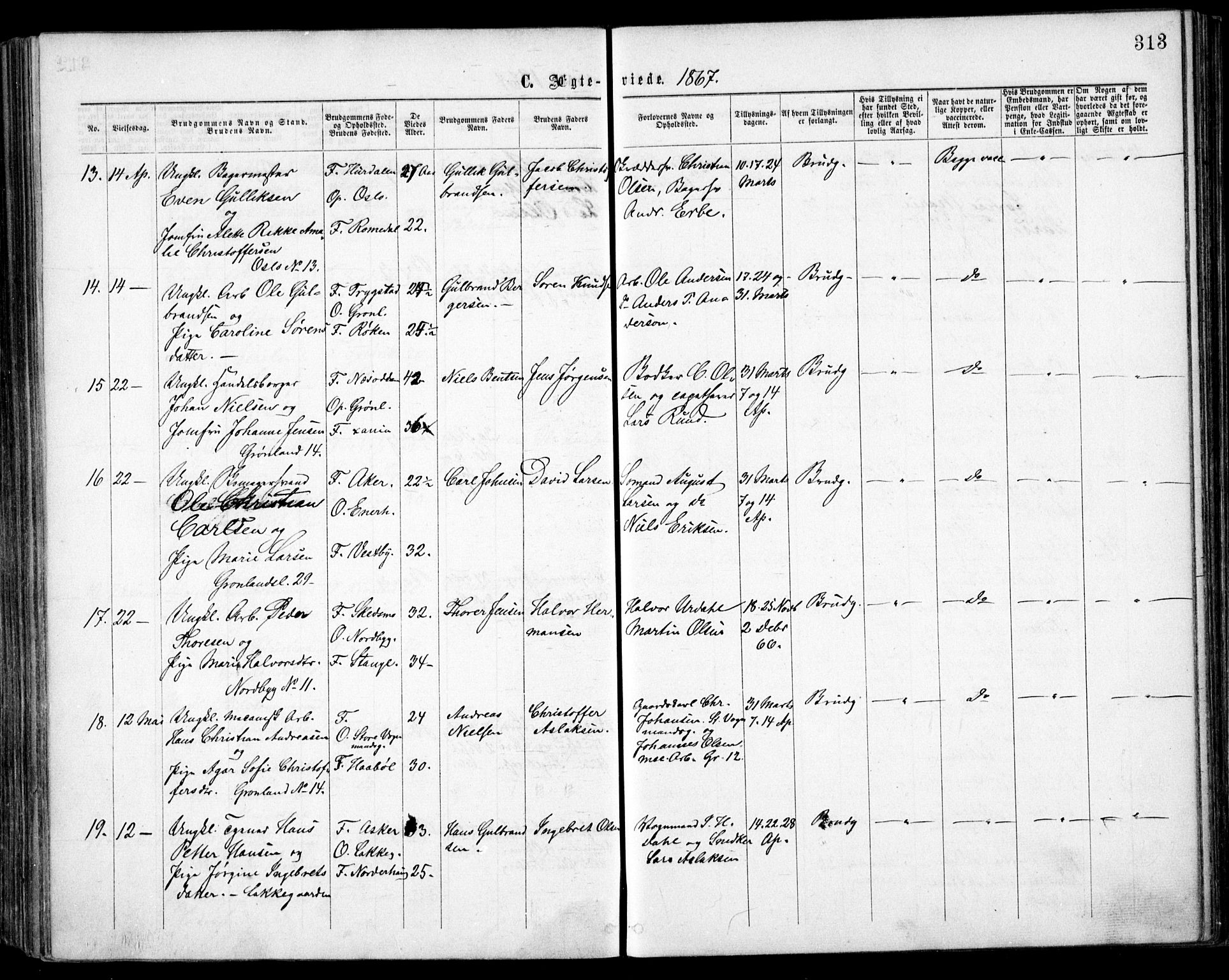 Grønland prestekontor Kirkebøker, AV/SAO-A-10848/F/Fa/L0003: Parish register (official) no. 3, 1862-1868, p. 313