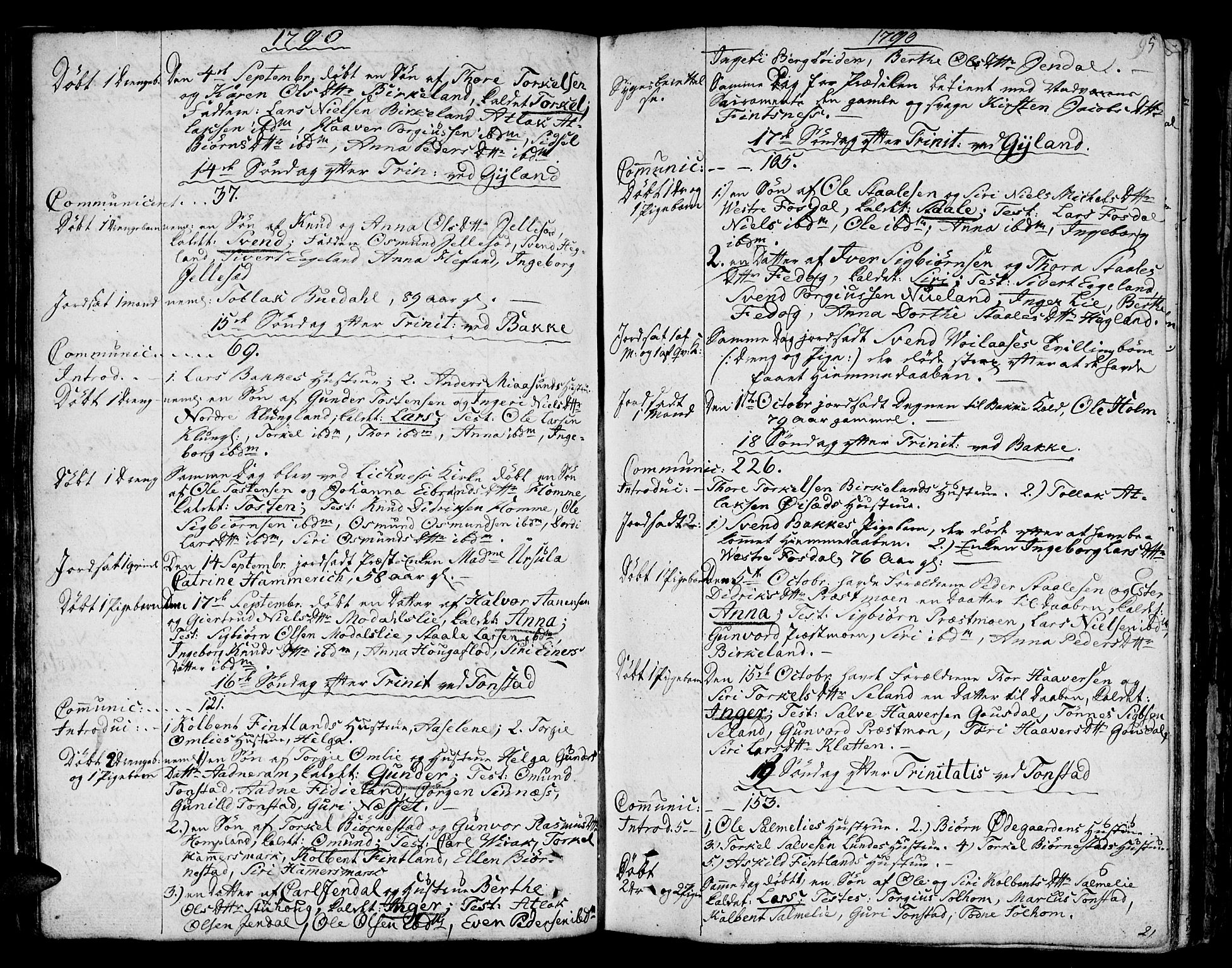 Bakke sokneprestkontor, AV/SAK-1111-0002/F/Fa/Faa/L0002: Parish register (official) no. A 2, 1780-1816, p. 95