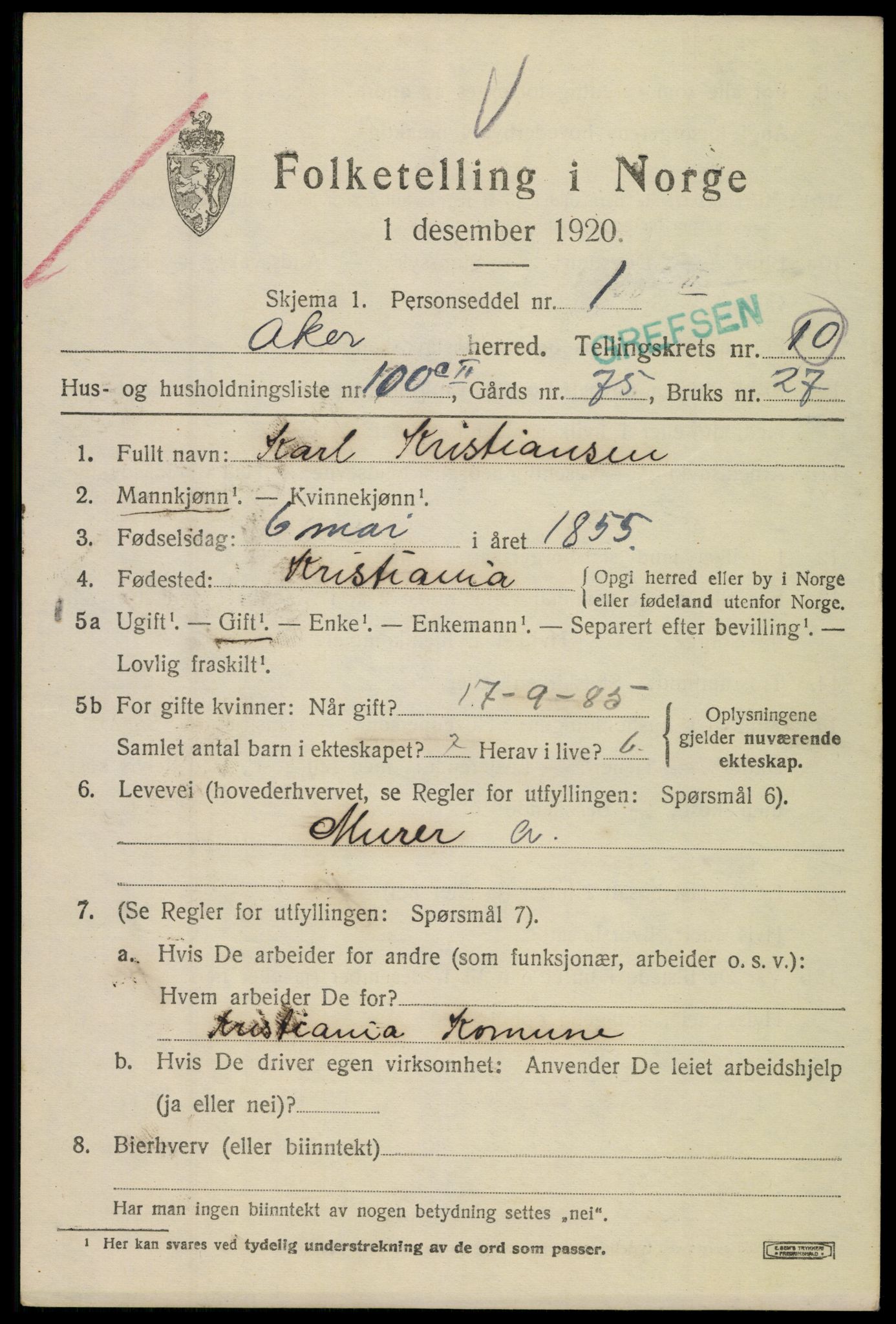 SAO, 1920 census for Aker, 1920, p. 62324