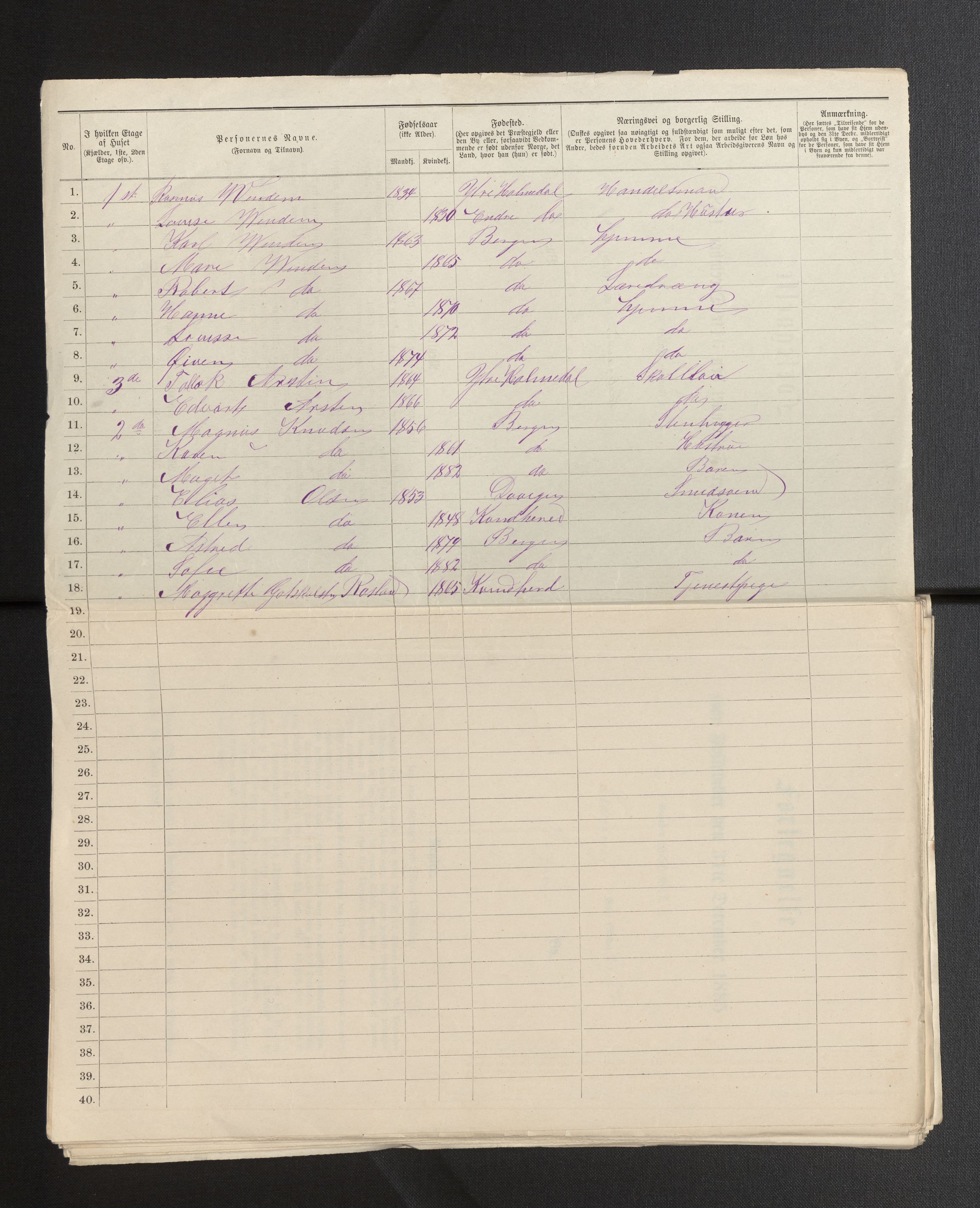 SAB, 1885 census for 1301 Bergen, 1885, p. 3168