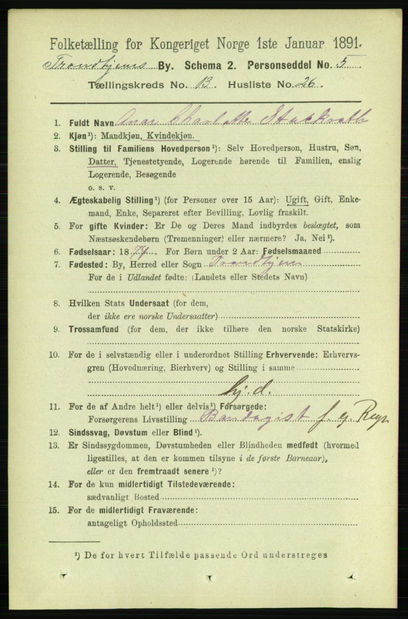 RA, 1891 census for 1601 Trondheim, 1891, p. 10494