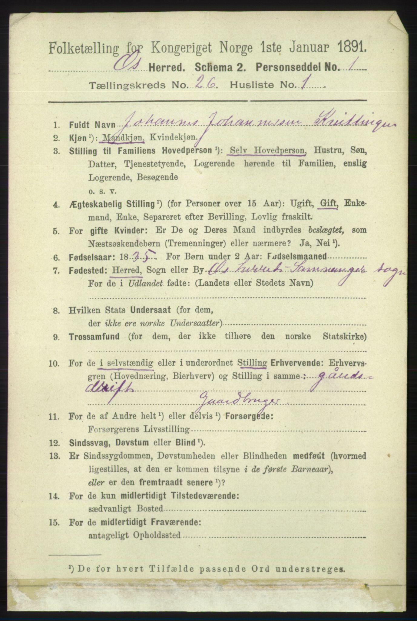 RA, 1891 census for 1243 Os, 1891, p. 5478