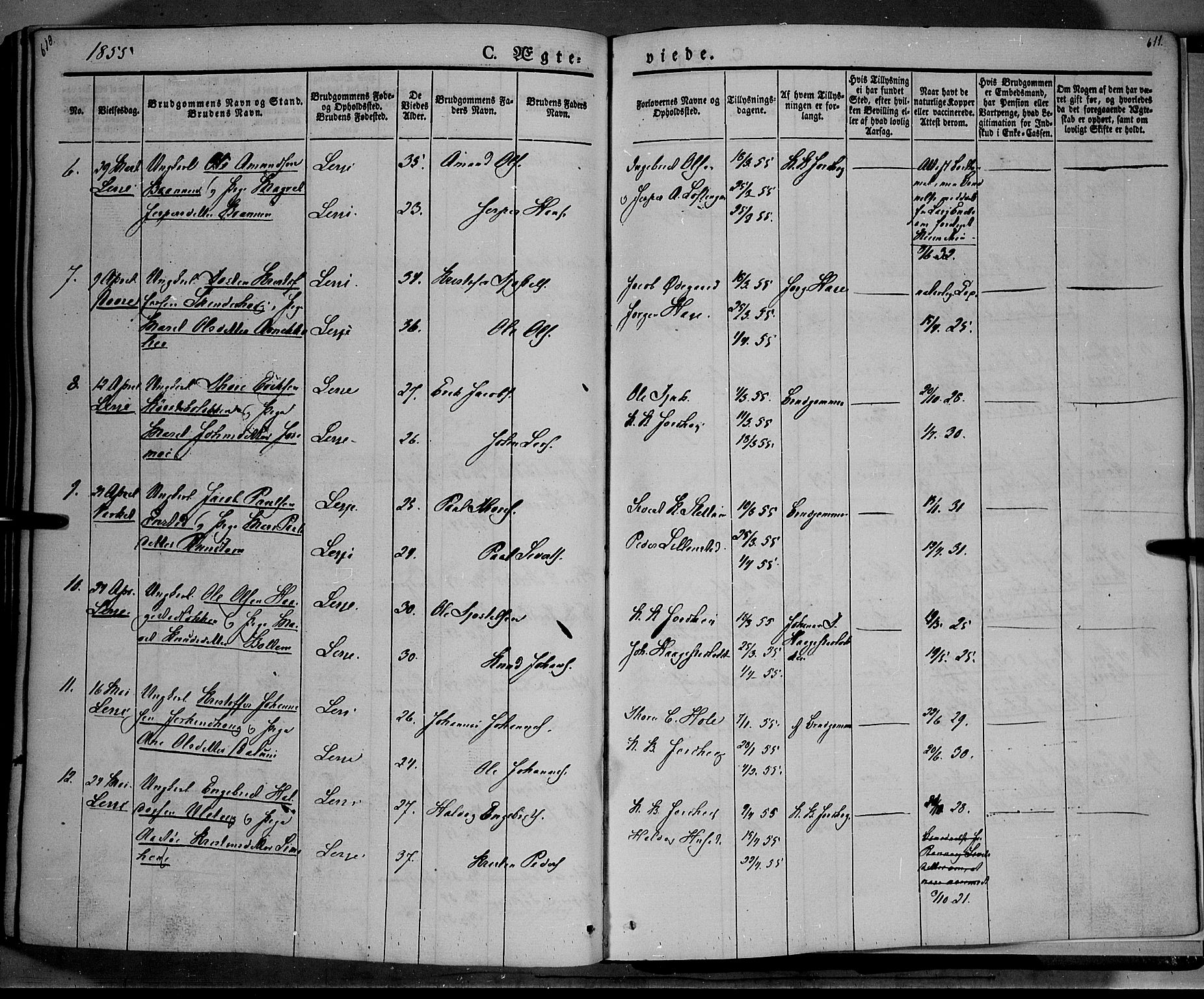 Lesja prestekontor, SAH/PREST-068/H/Ha/Haa/L0006: Parish register (official) no. 6A, 1843-1854, p. 610-611