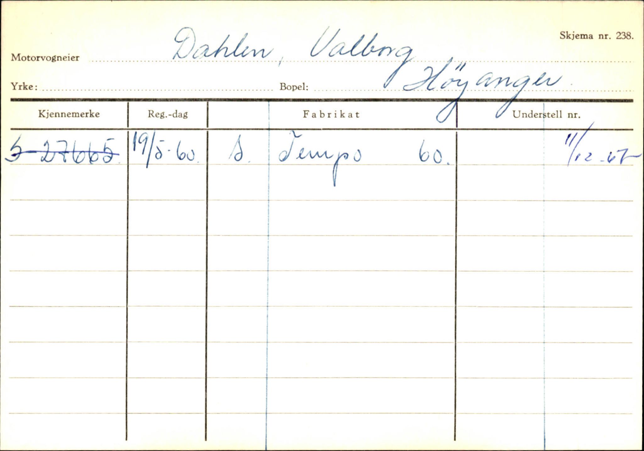 Statens vegvesen, Sogn og Fjordane vegkontor, SAB/A-5301/4/F/L0130: Eigarregister Eid T-Å. Høyanger A-O, 1945-1975, p. 845