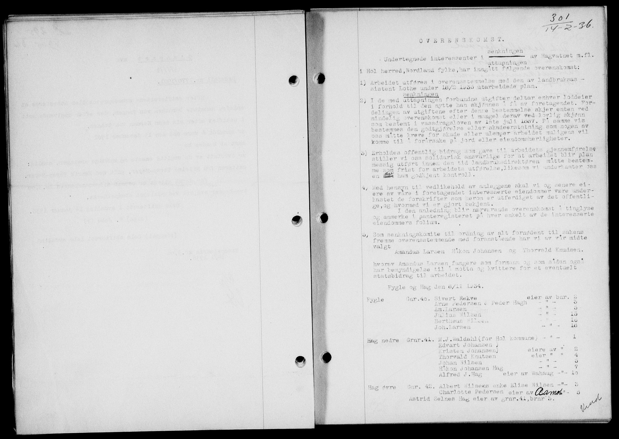 Lofoten sorenskriveri, SAT/A-0017/1/2/2C/L0033b: Mortgage book no. 33b, 1936-1936, Diary no: : 301/1936