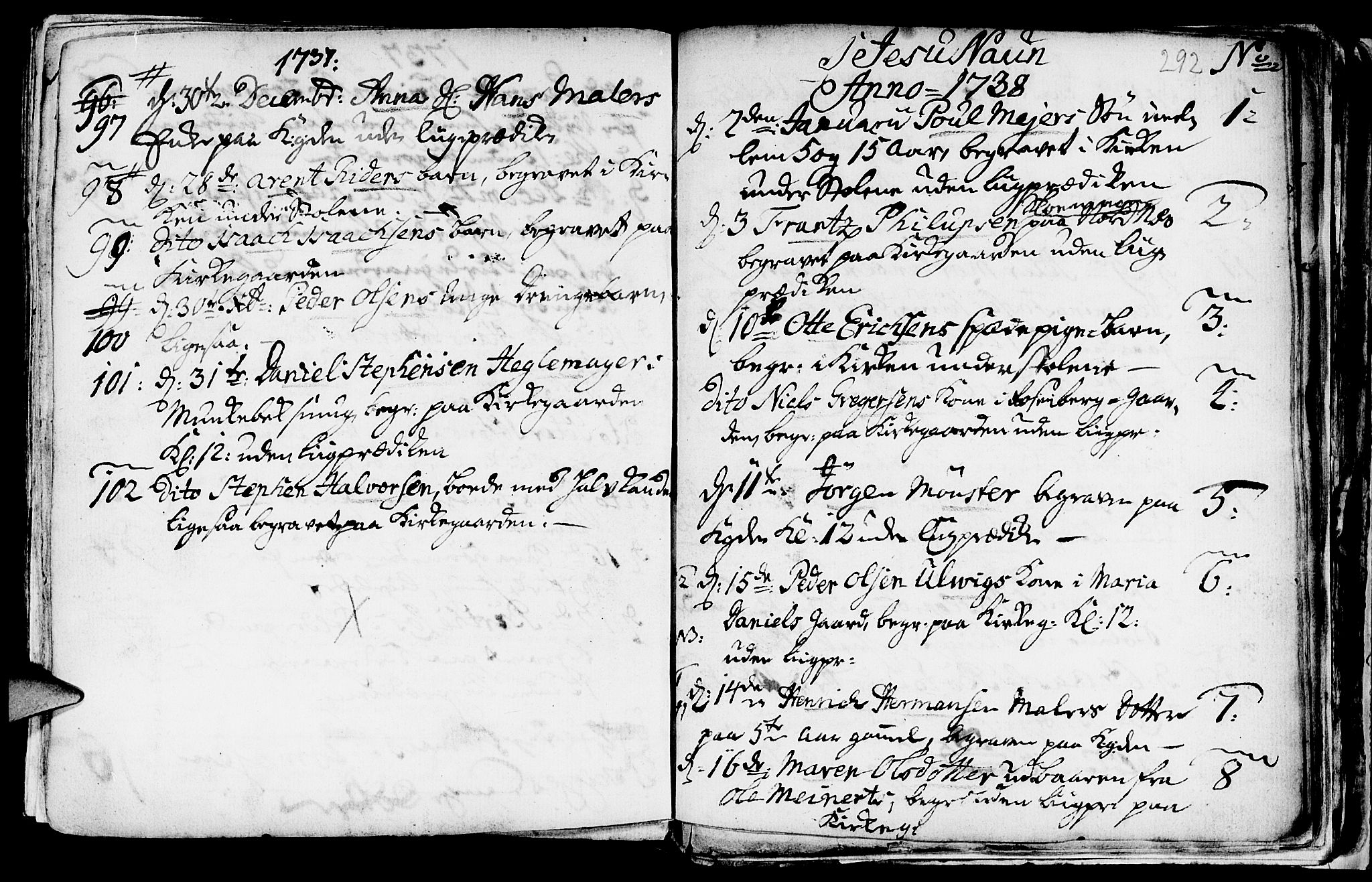 Nykirken Sokneprestembete, AV/SAB-A-77101/H/Haa/L0009: Parish register (official) no. A 9, 1689-1759, p. 292
