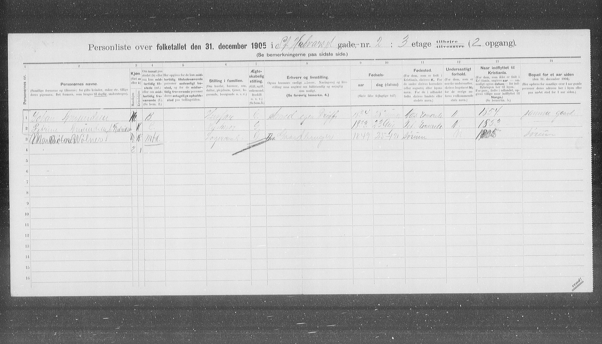 OBA, Municipal Census 1905 for Kristiania, 1905, p. 53210