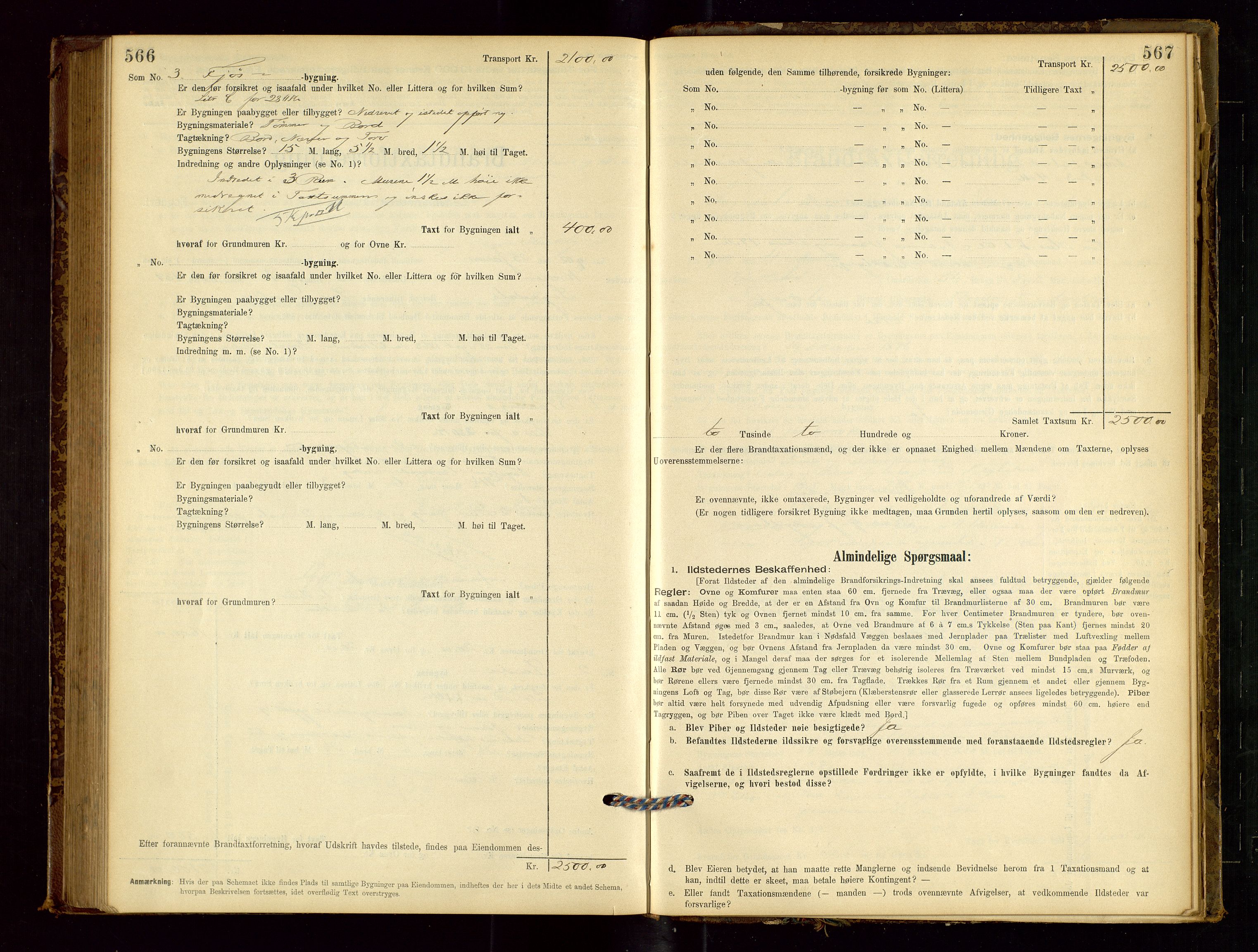 Sokndal lensmannskontor, AV/SAST-A-100417/Gob/L0001: "Brandtaxt-Protokol", 1895-1902, p. 566-567