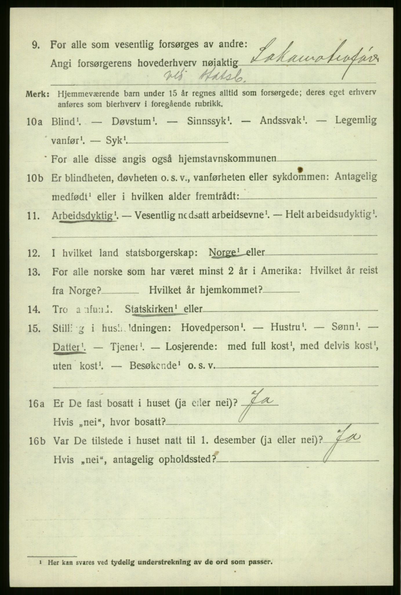 SAB, 1920 census for Voss, 1920, p. 7802